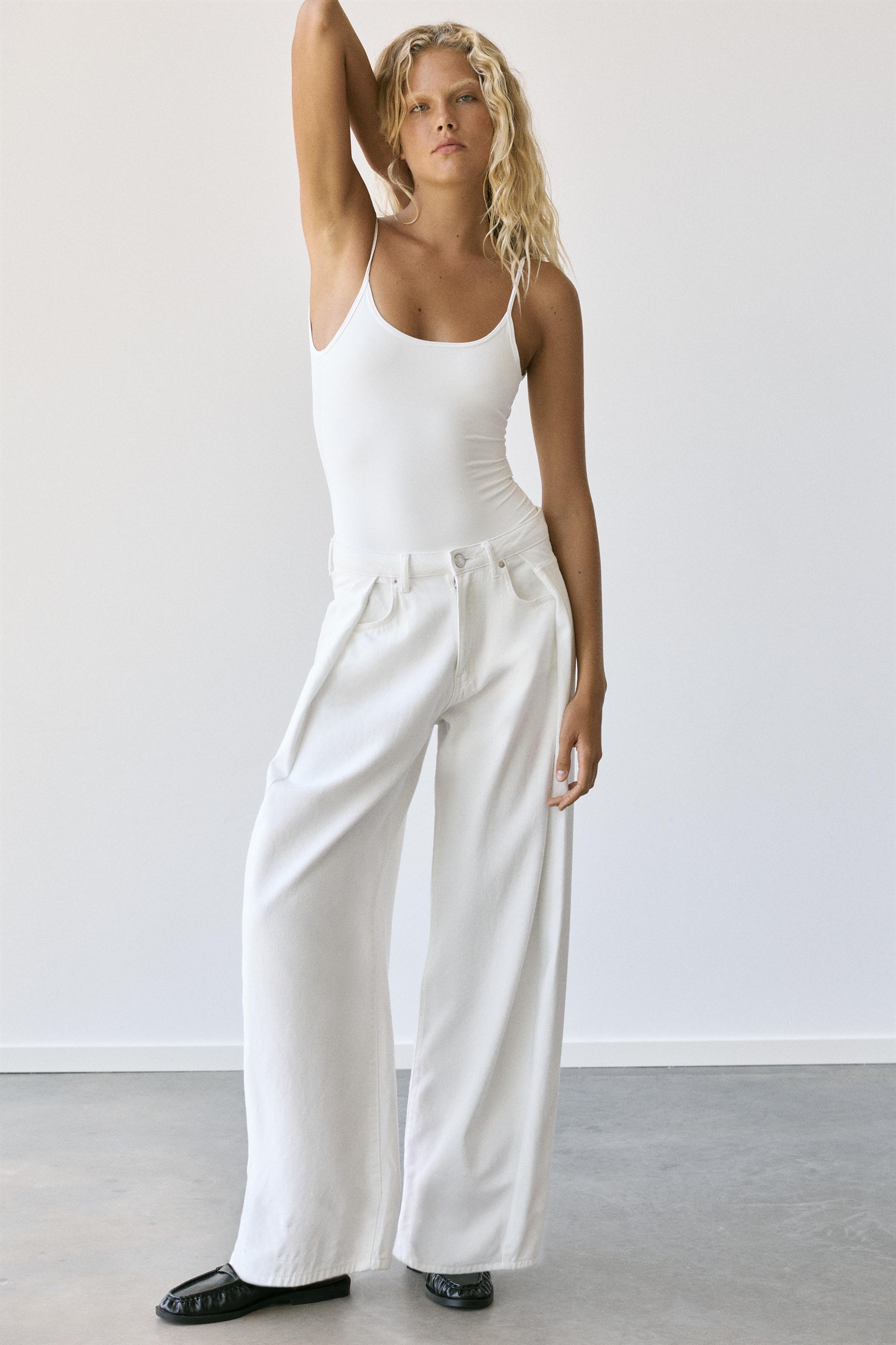 Polyamide bodysuit with thin straps — White