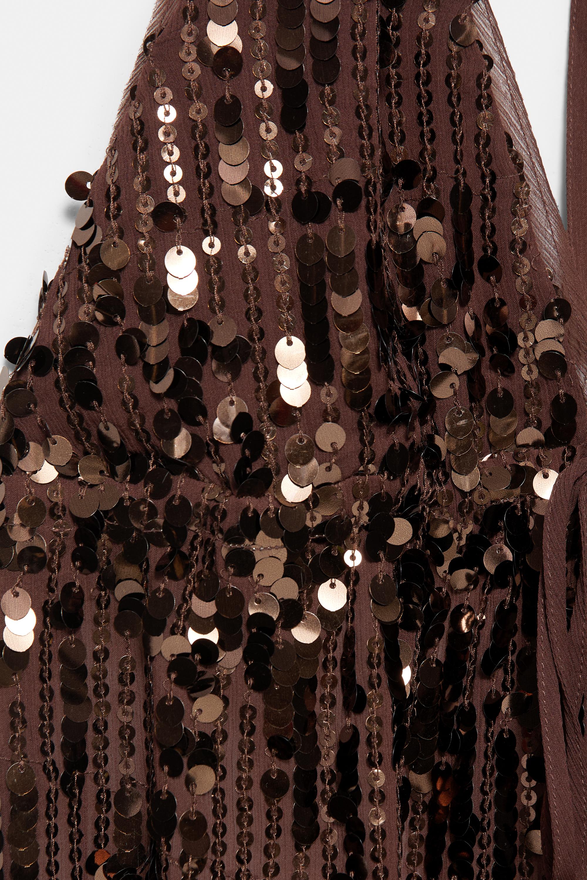Sequin halter top — Brown