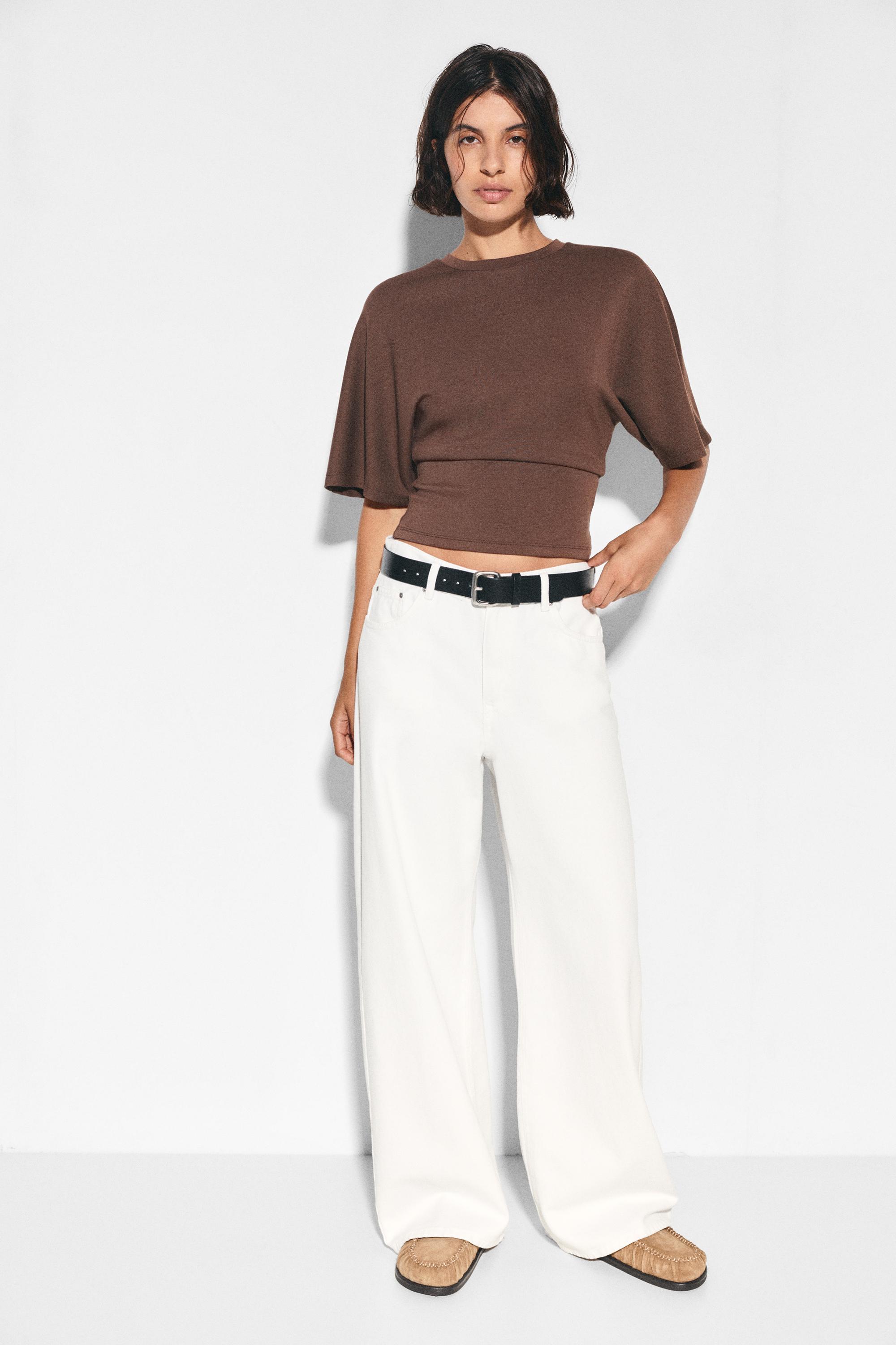 Modal batwing sleeve T-shirt — Brown