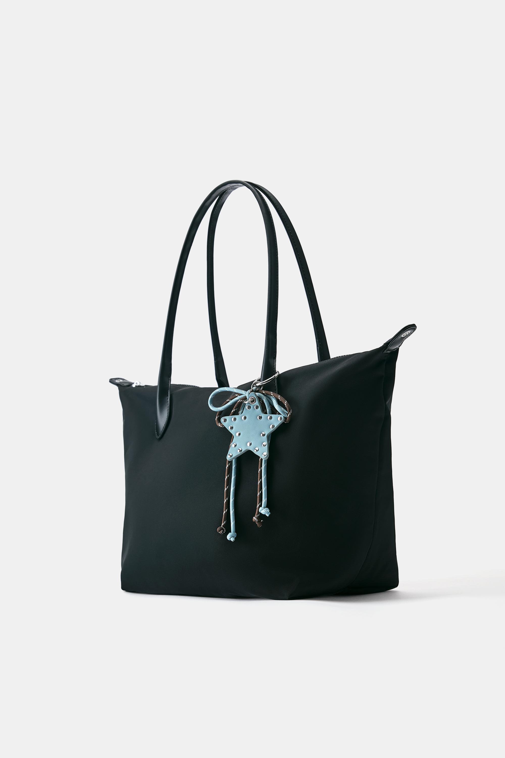 Embellished nylon tote bag — Black