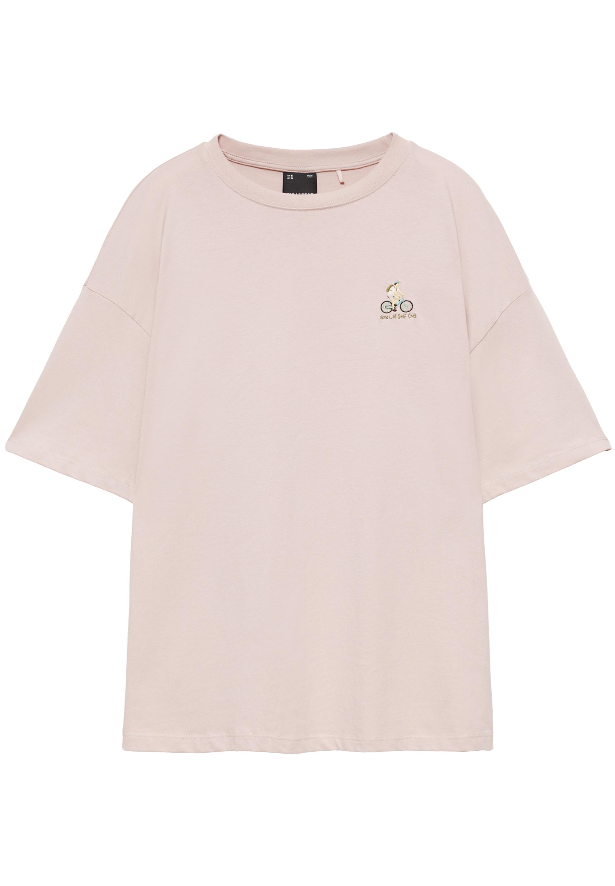Relaxed fit bicycle embroidery T-shirt — Pale lilac