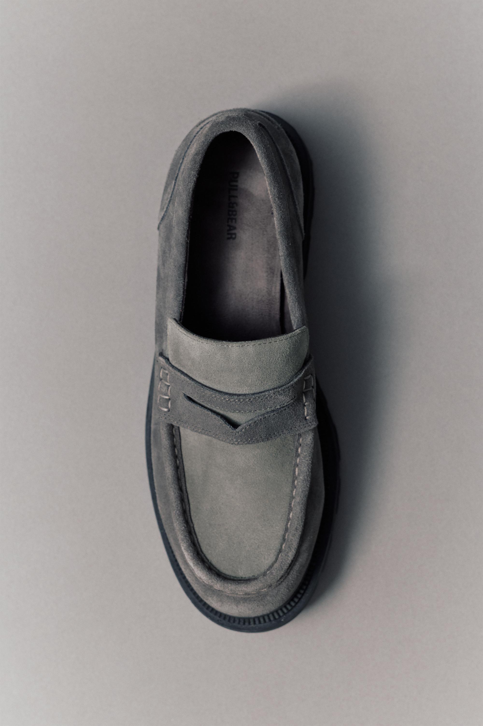 Chunky leather loafers — Grey