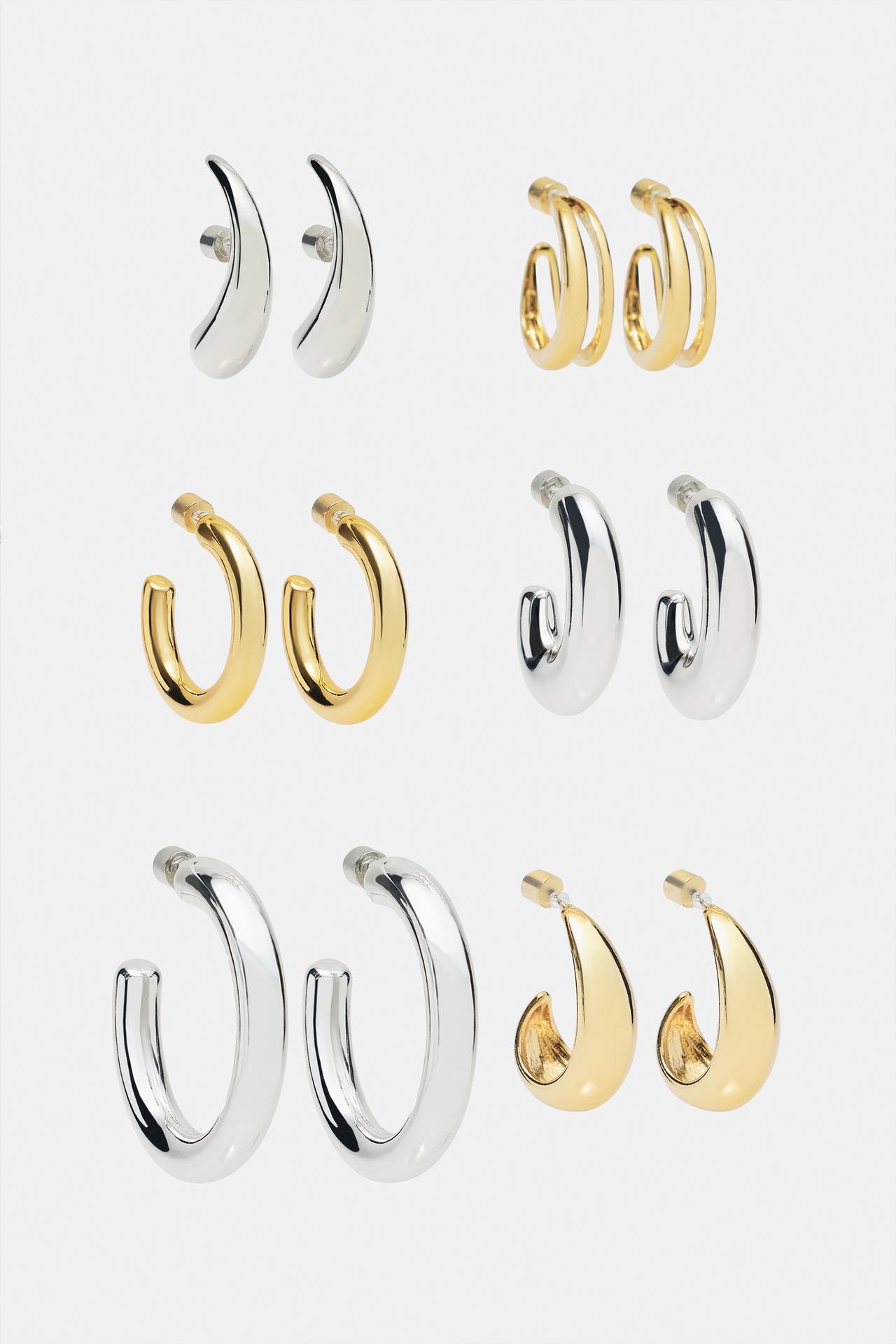 Pack of 6 basic hoops — Gold