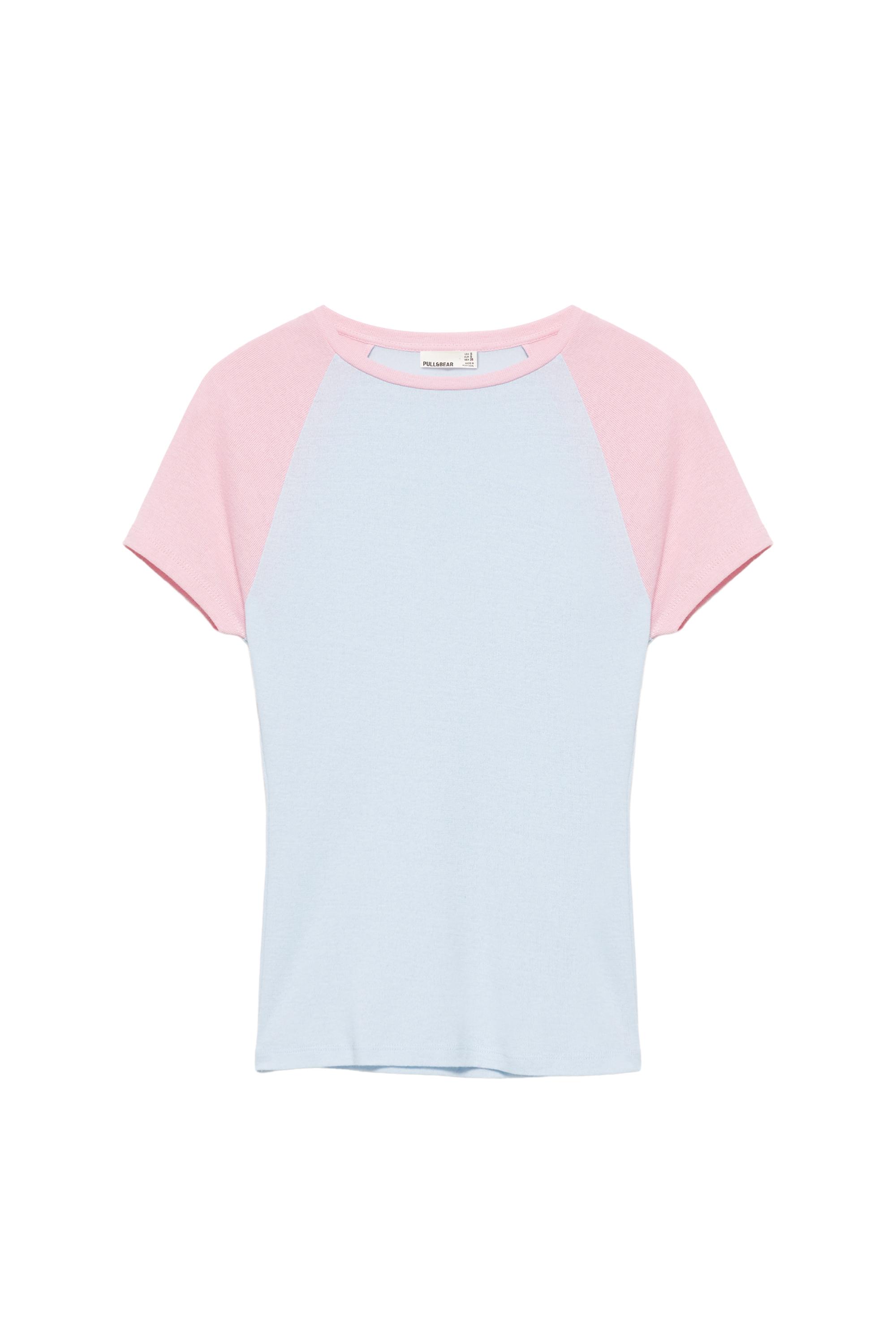 Pull&Bear Kontrast reglan kollu tişört görsel 4