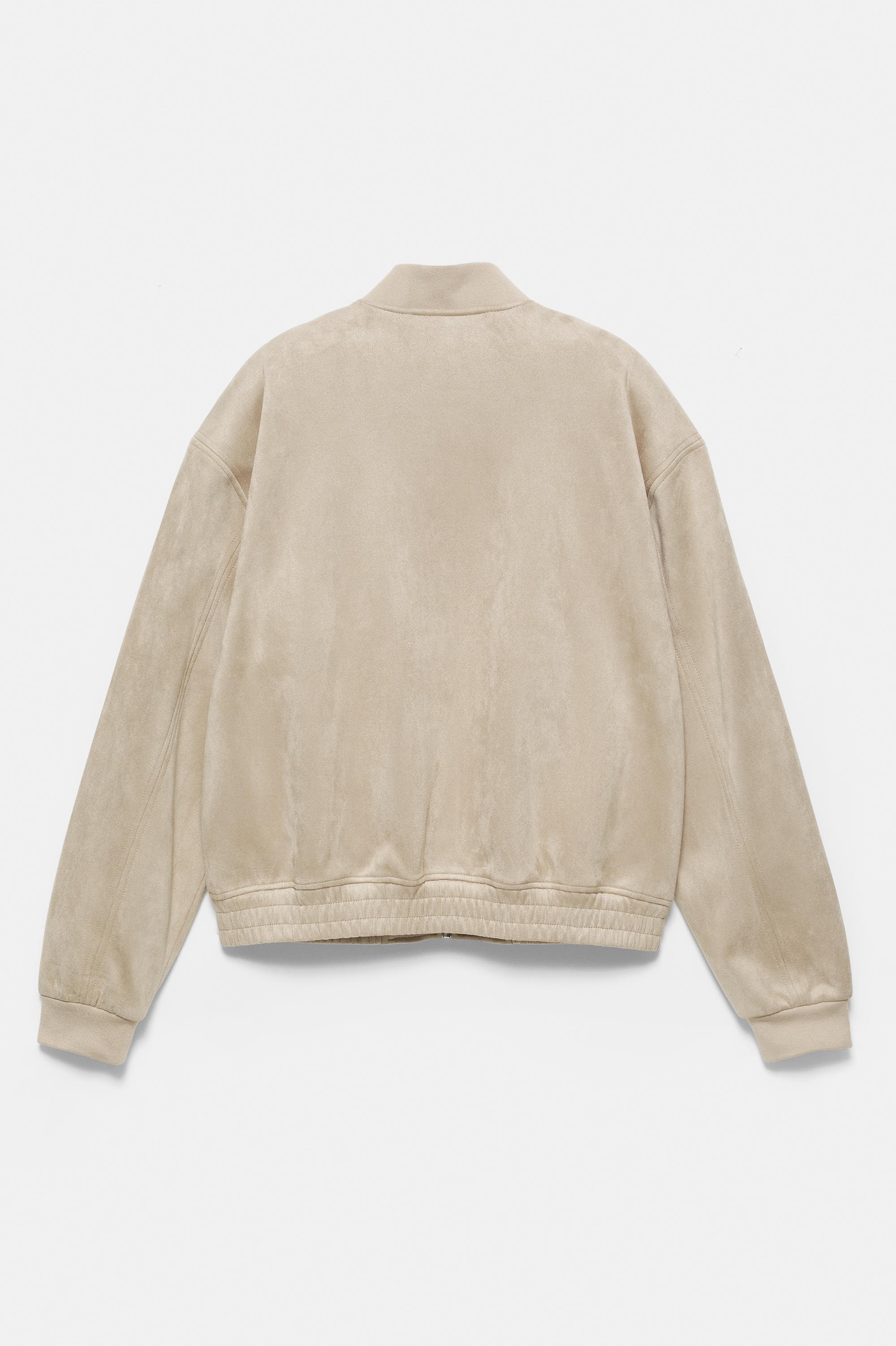 Faux suede bomber jacket — Sand