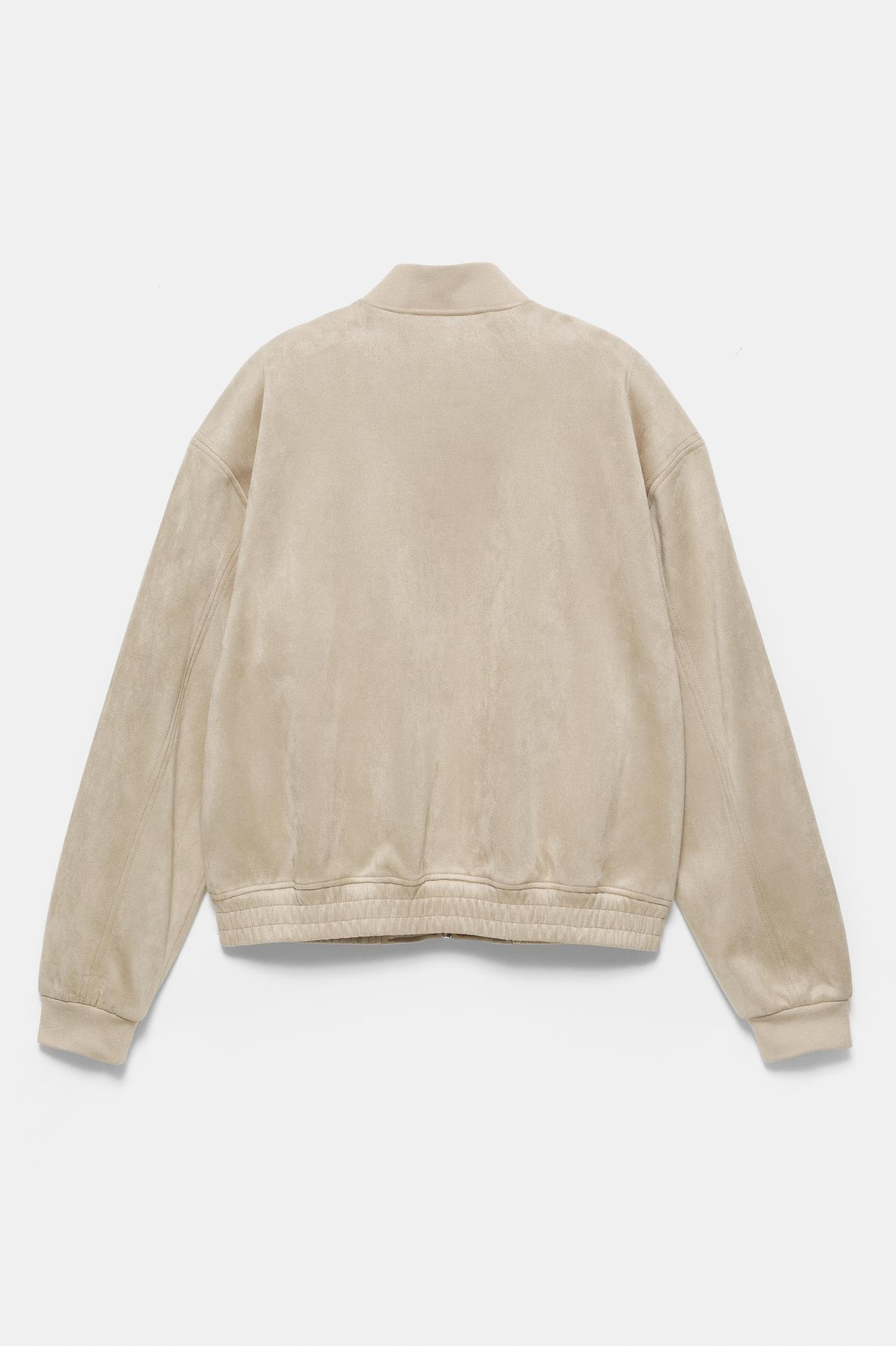 Faux suede bomber jacket — Sand