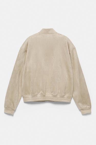 Faux suede bomber jacket — Sand 6