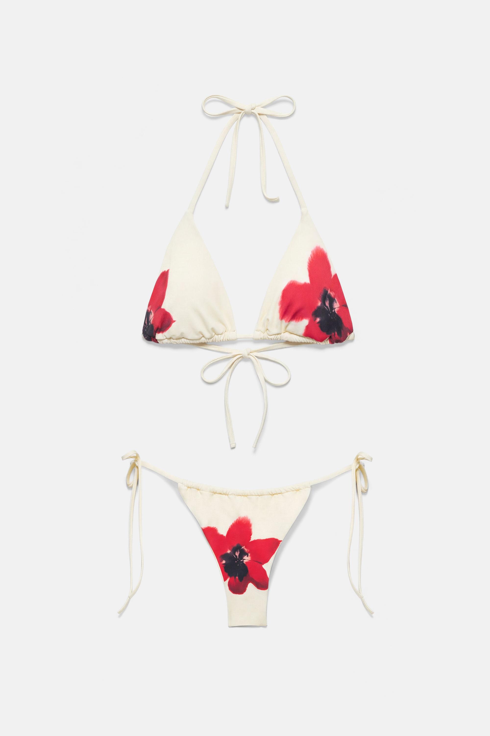 Floral bikini bottoms — Red