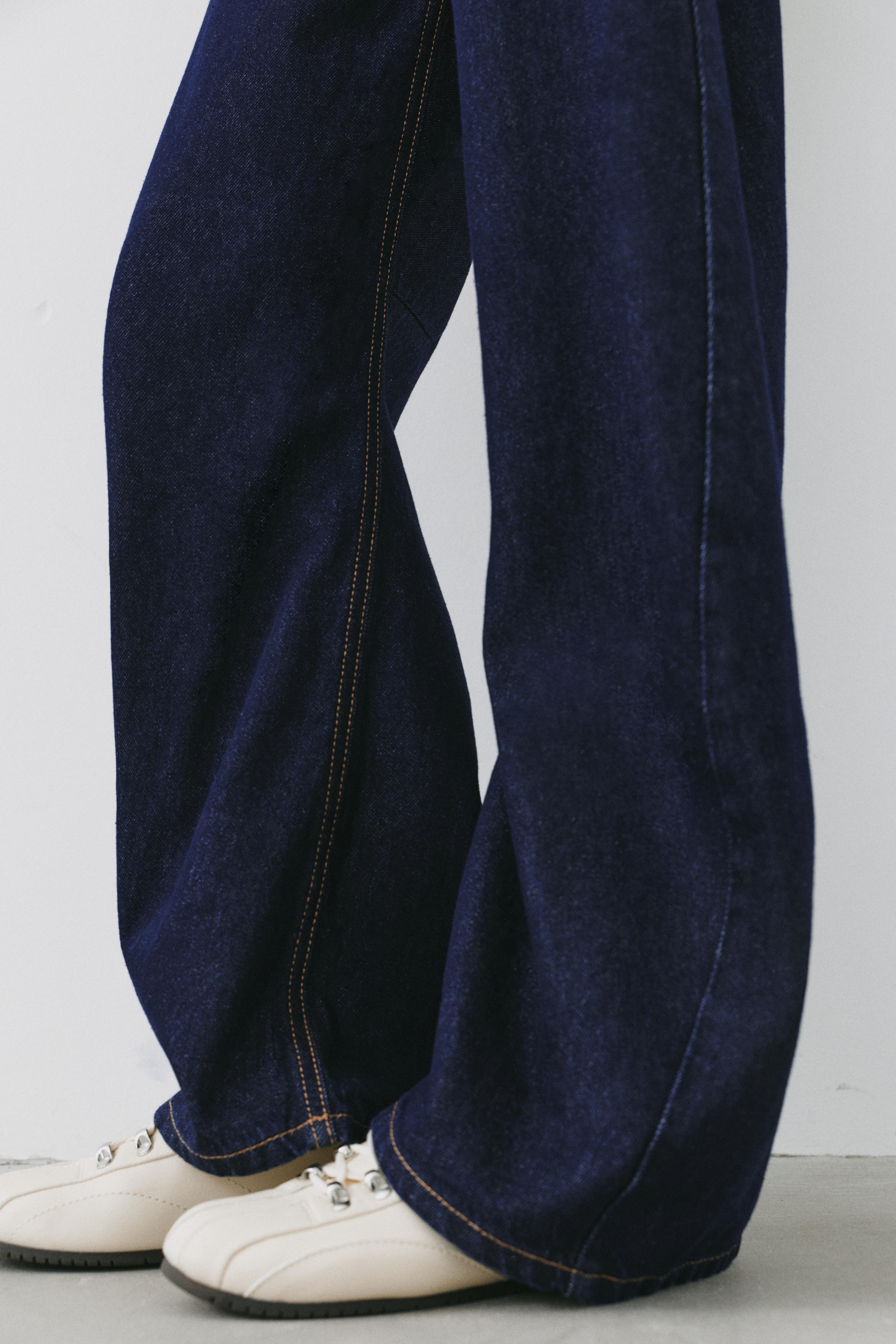 Low-rise barrel jeans — Navy