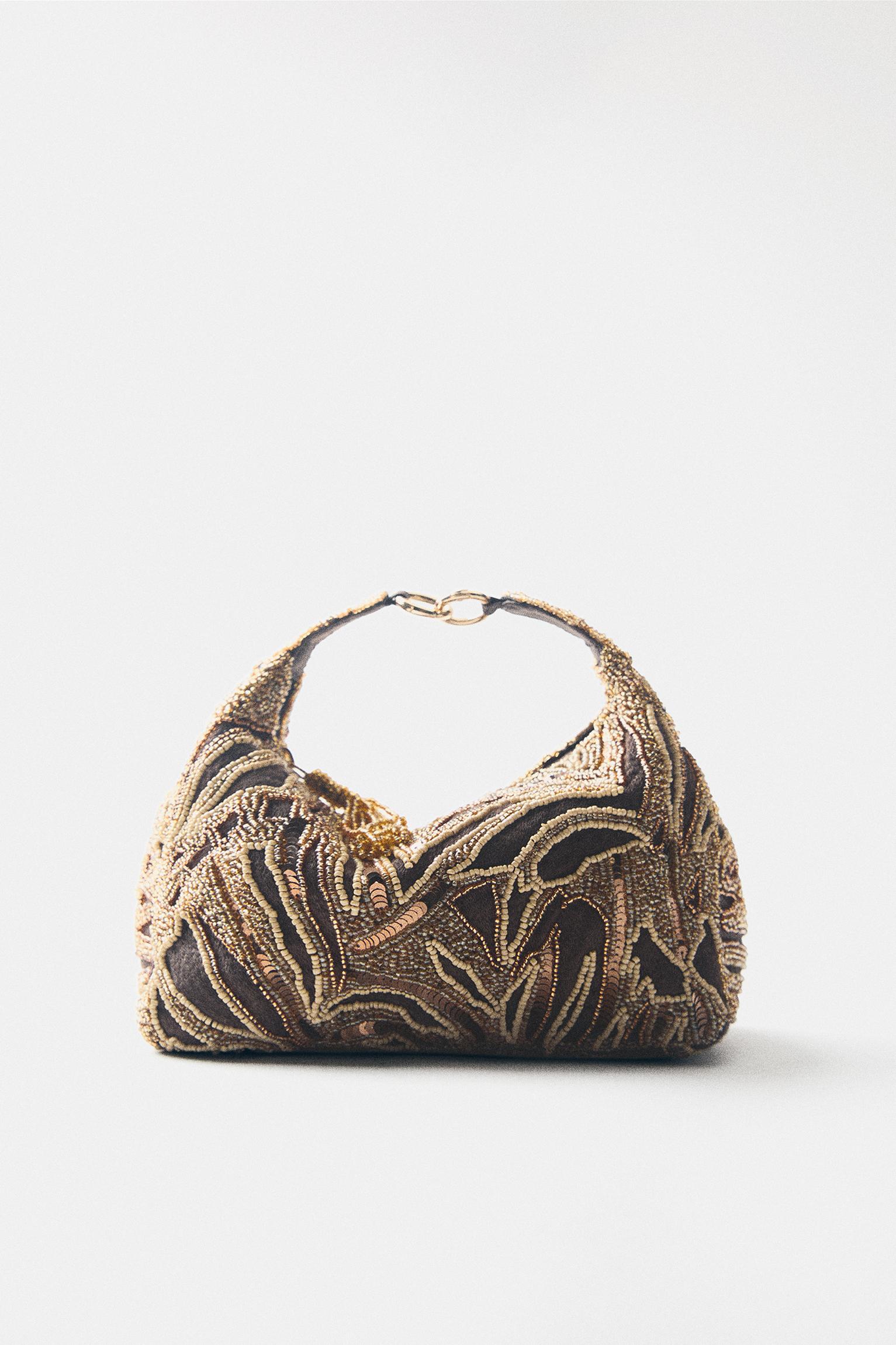Beaded bag — Brown