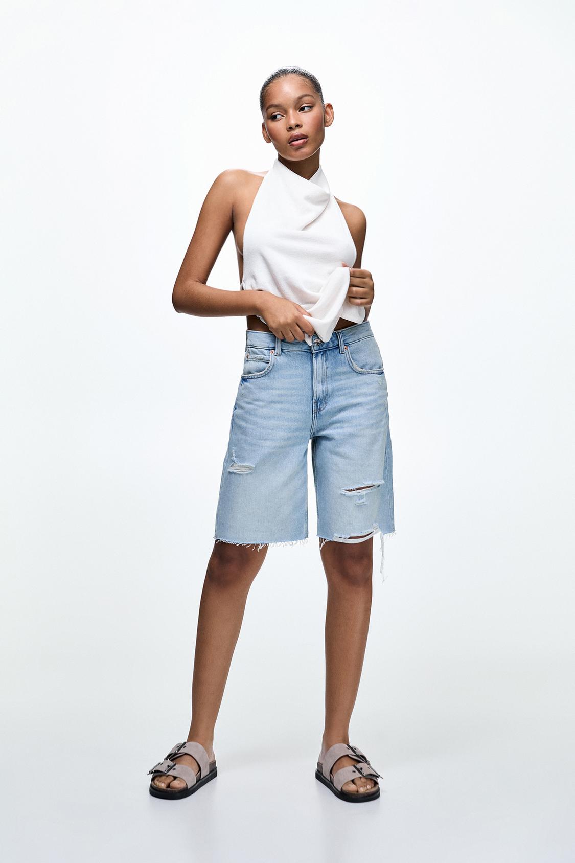 Bermudas Vaqueras Mujer Zara BERMUDA LARGA DENIM ZW COLLECTION