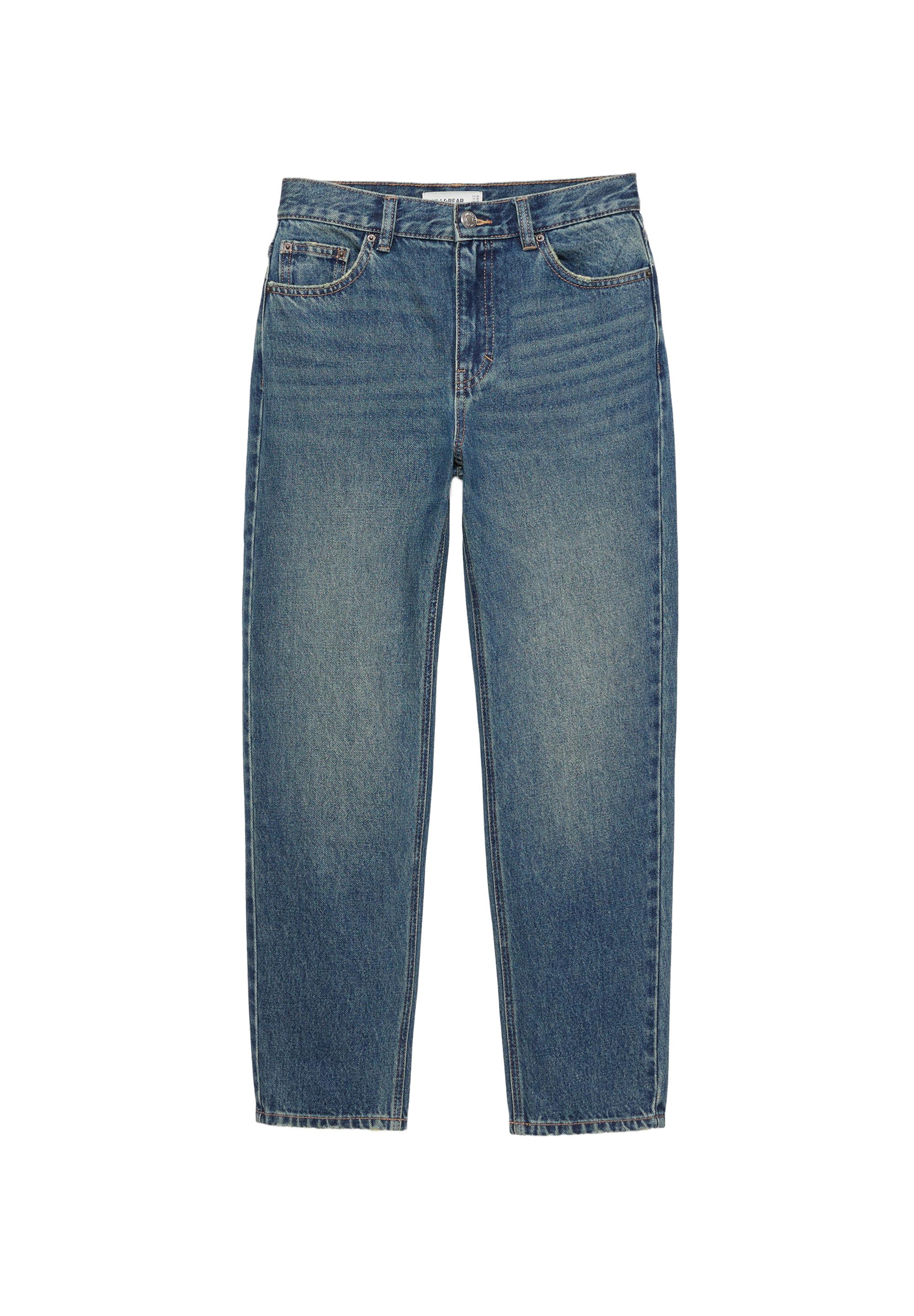 High-waist mom jeans — Greenish blue