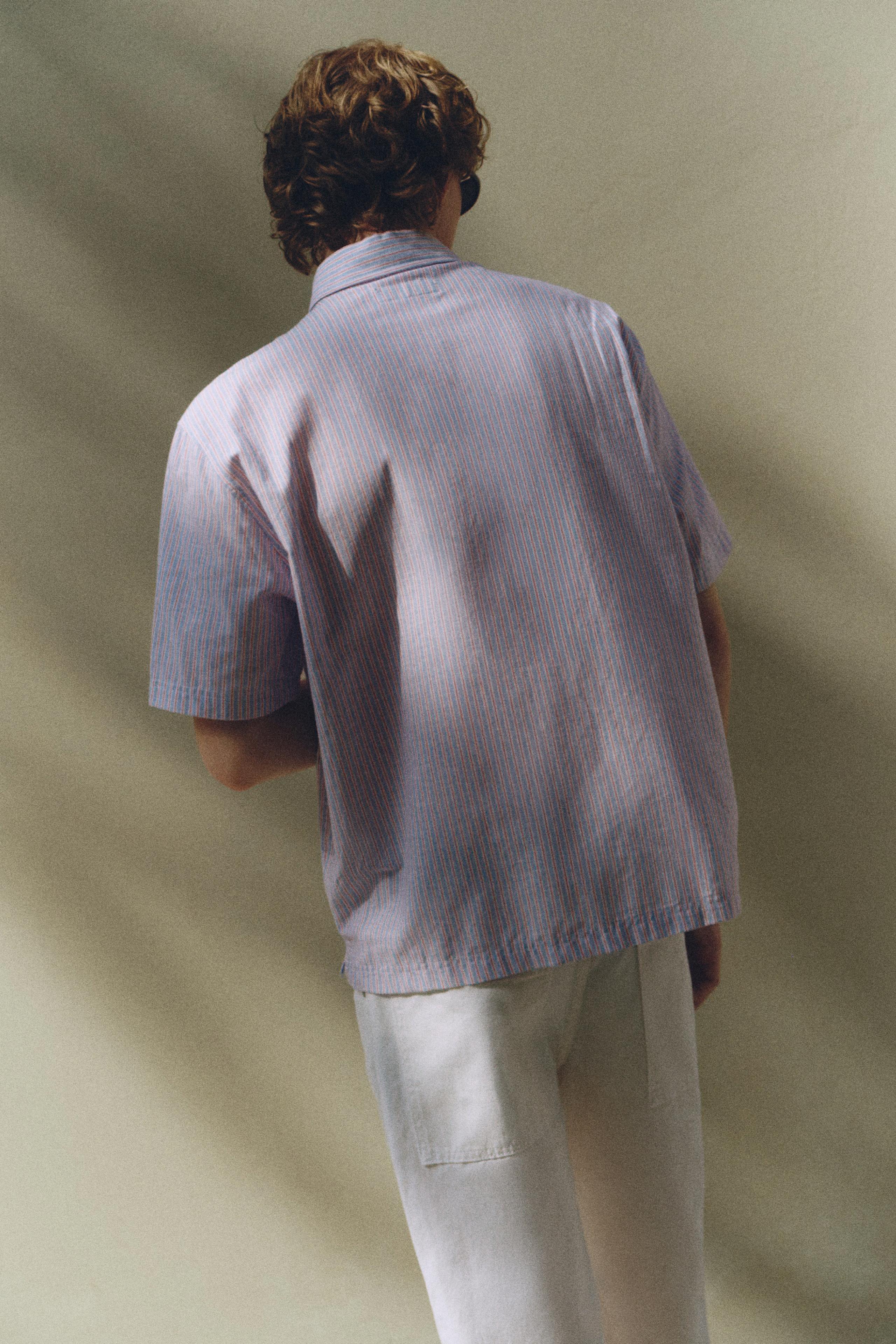 Striped short sleeve shirt — Pale ecru
