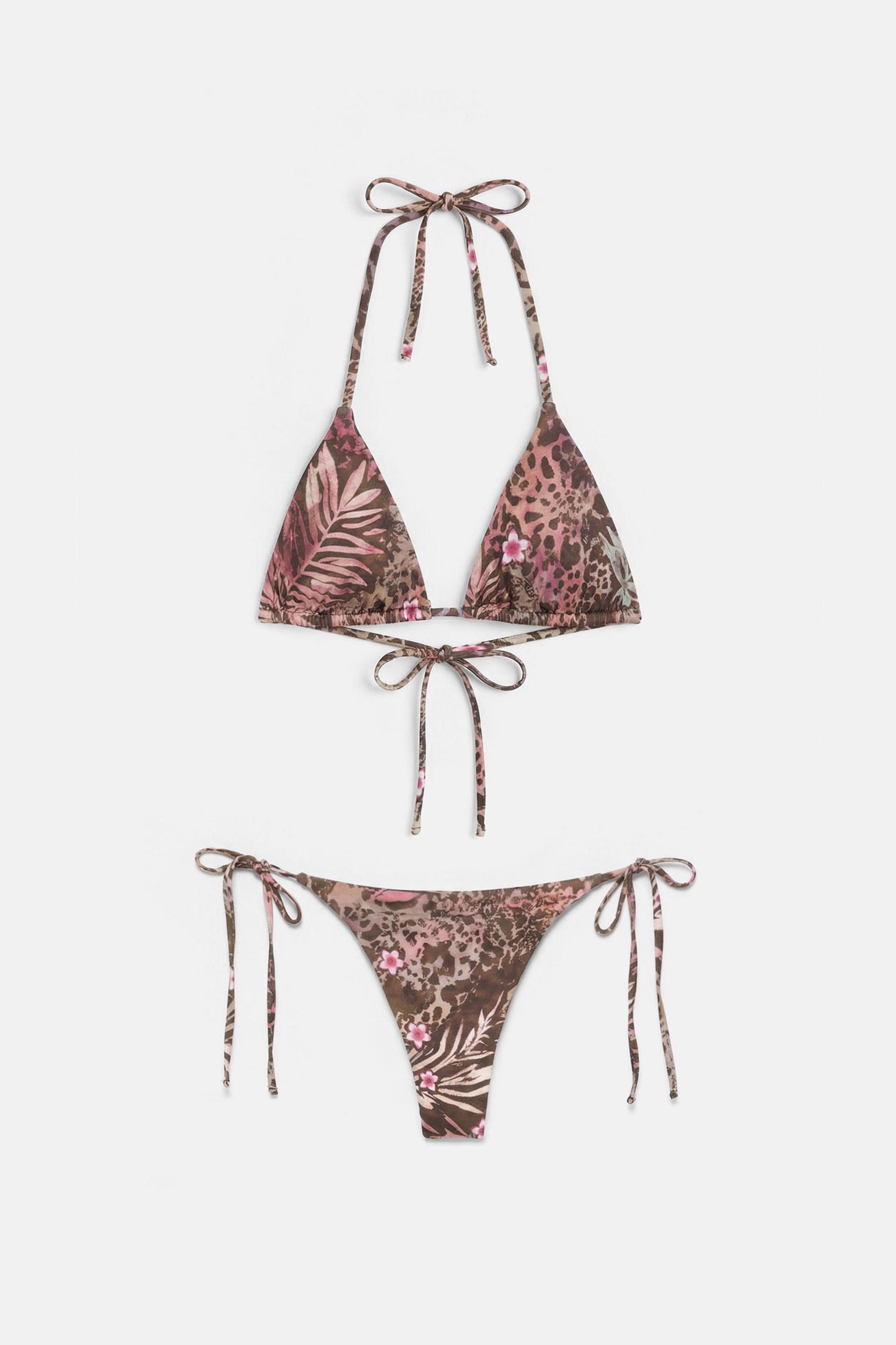 Printed bikini bottoms — Brown