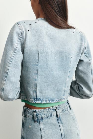 Eyelet denim jacket — Pale blue 3
