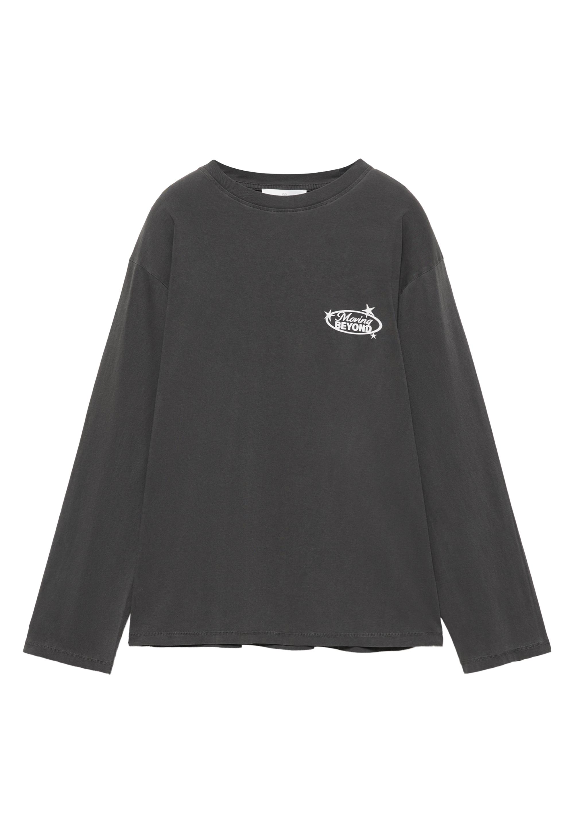 Long sleeve graphic print T-shirt — Faded black
