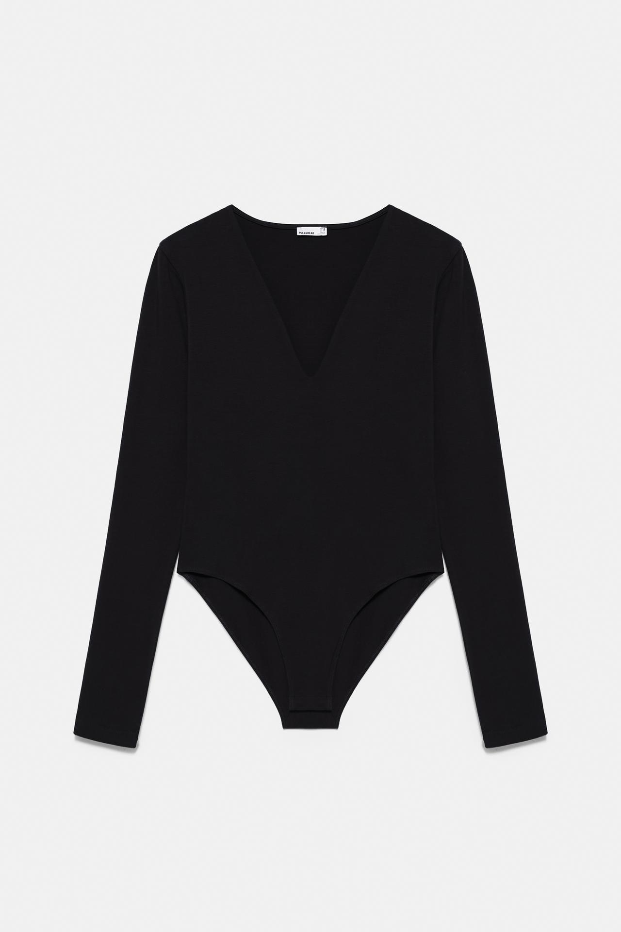 V-neck bodysuit — Black