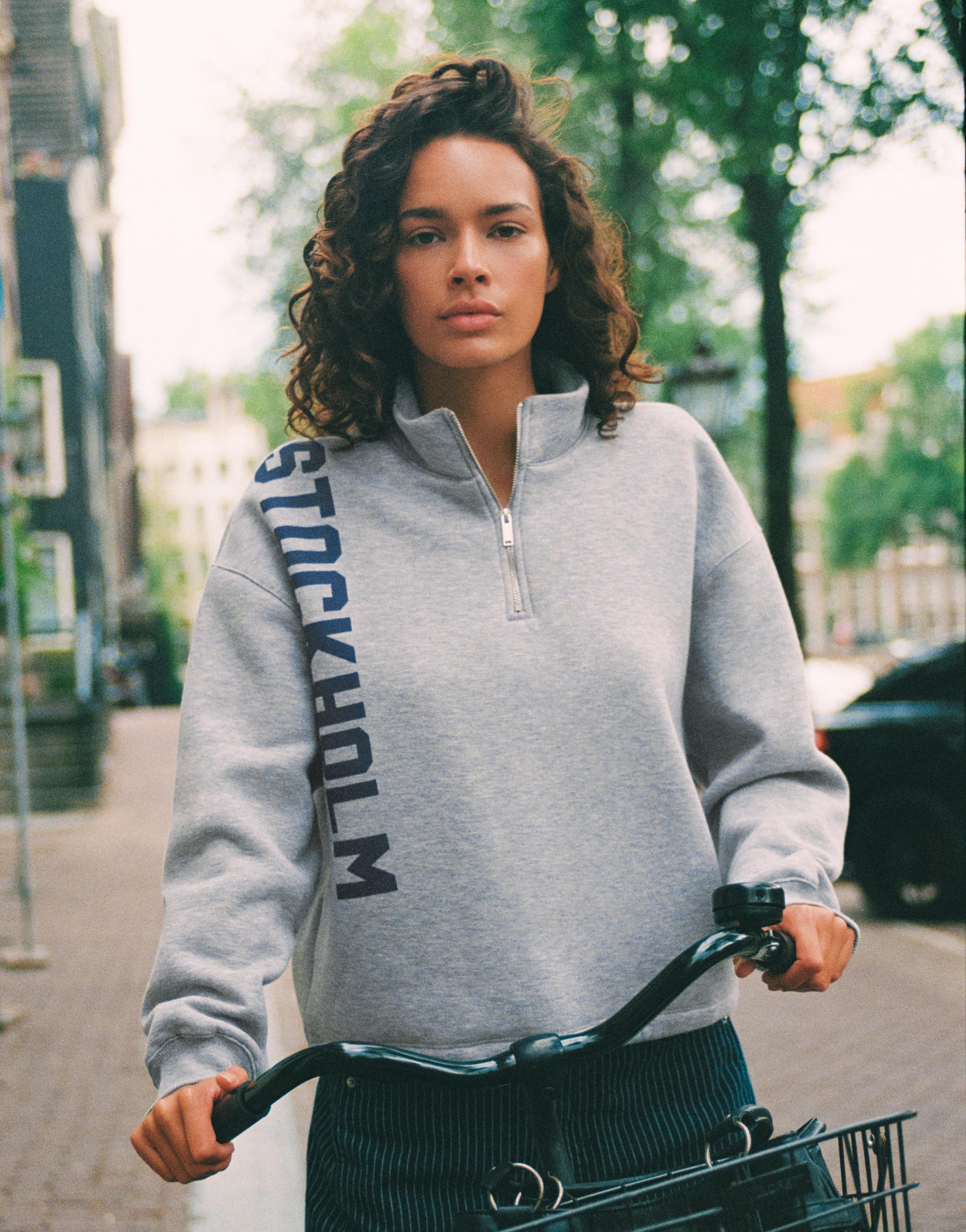 Stockholm quarter-zip sweatshirt — Grey marl