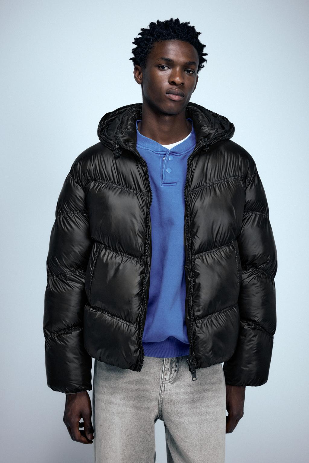 Puffer jacket with shiny finish