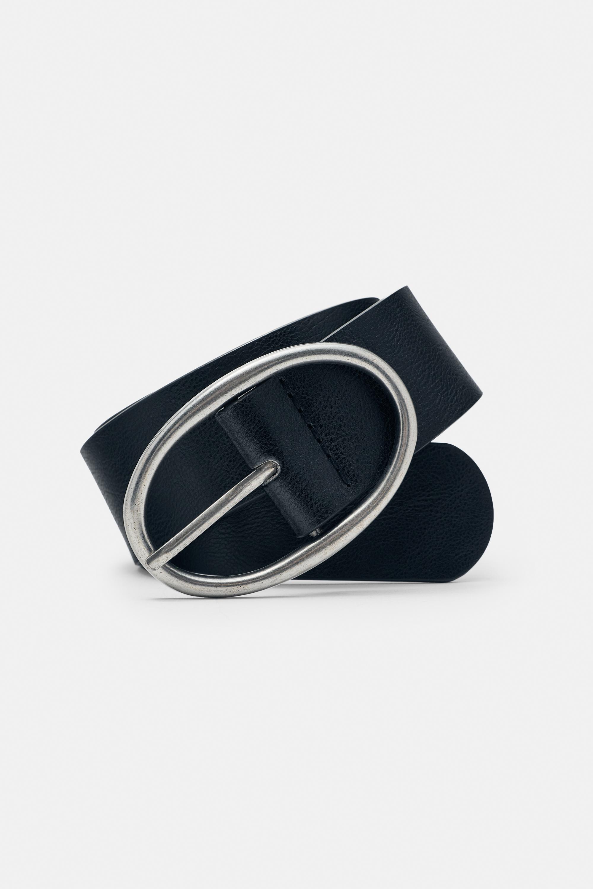 Oval buckle belt — Black