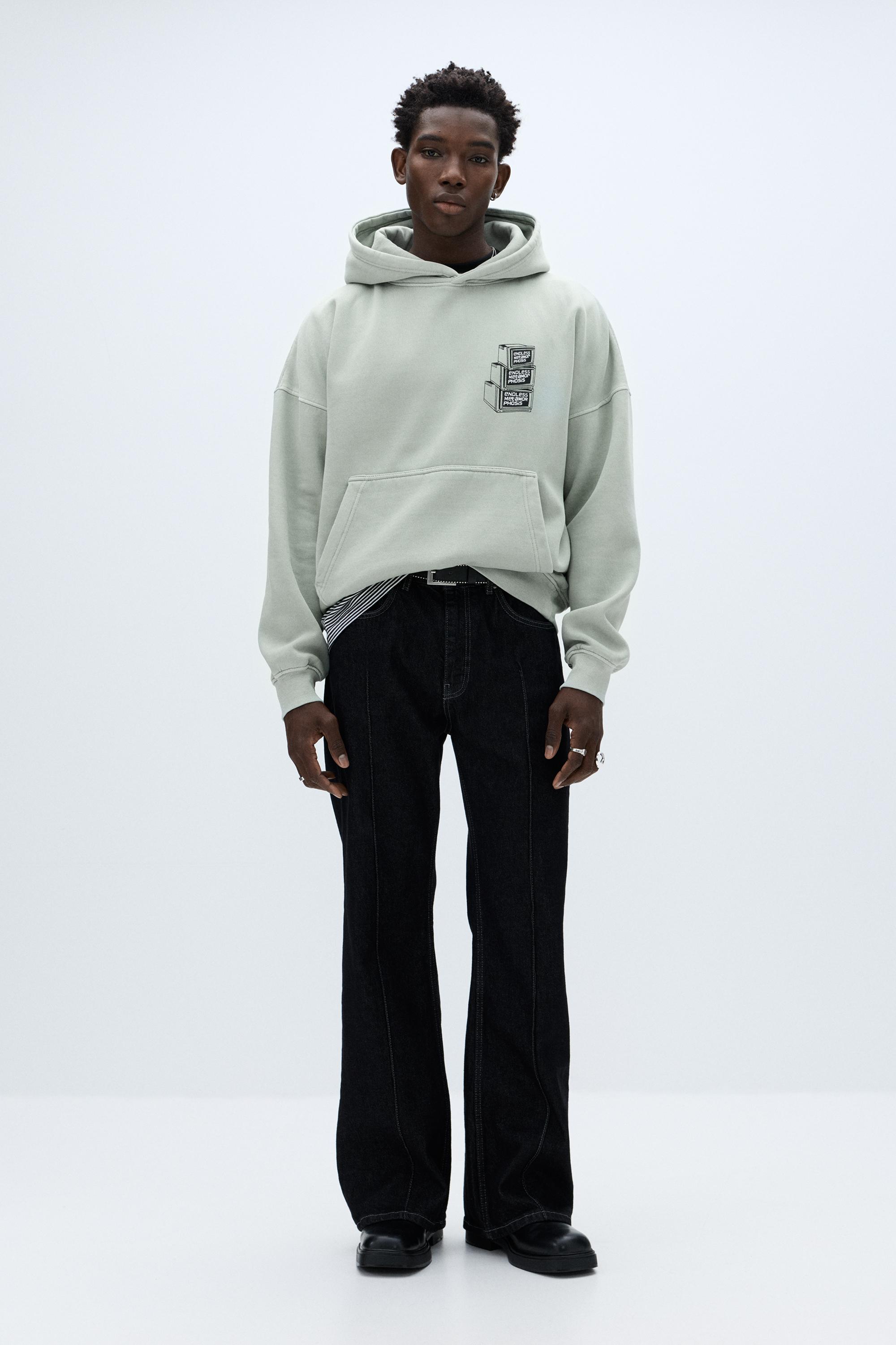 Oversize kapüşonlu grafik baskılı sweatshirt - Görsel 8