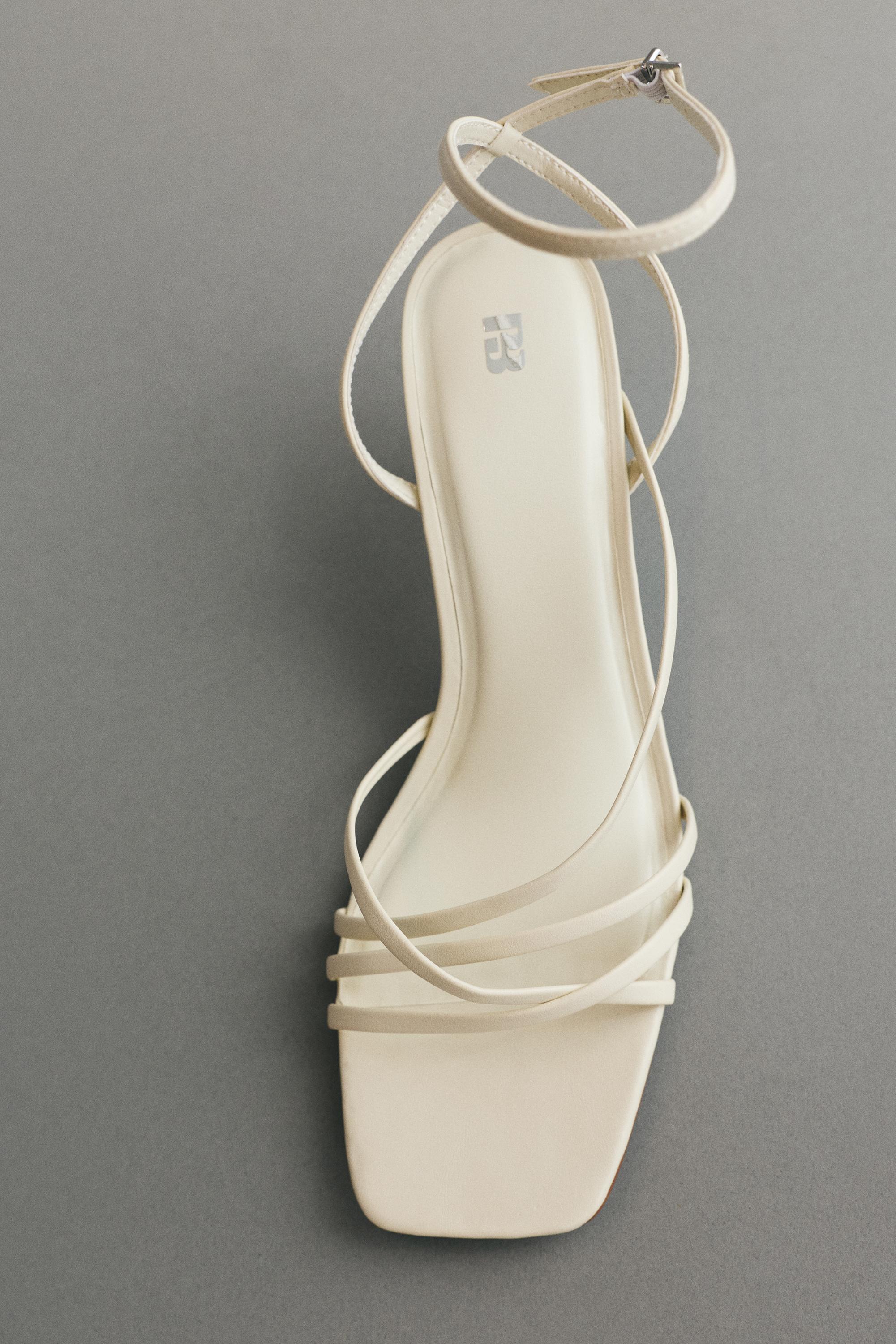 Strappy high-heel sandals — Ecru