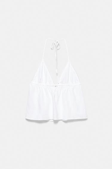 Linen blend halter top — White 7