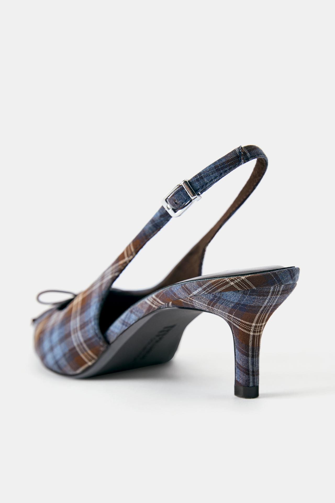 Checked slingback heels — Multi-colored