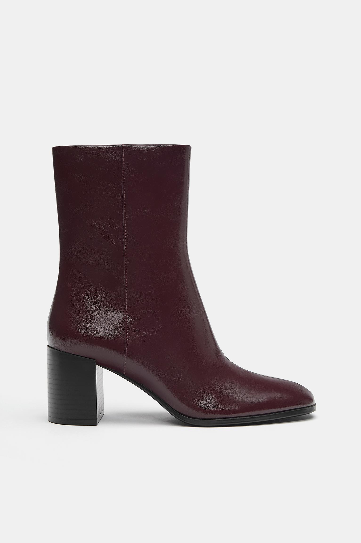 High-heel ankle boots — Burgundy