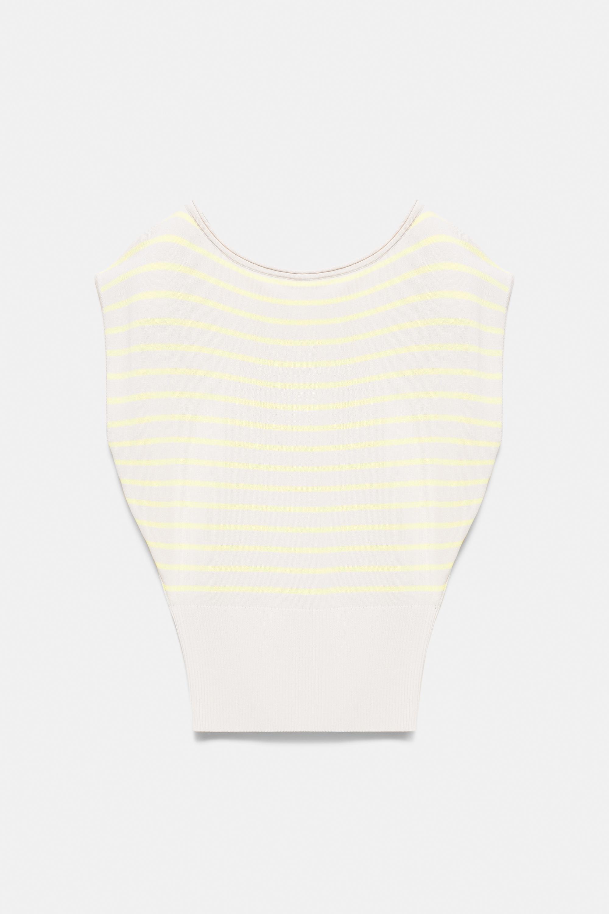 Short sleeve asymmetric knit top — Yellow