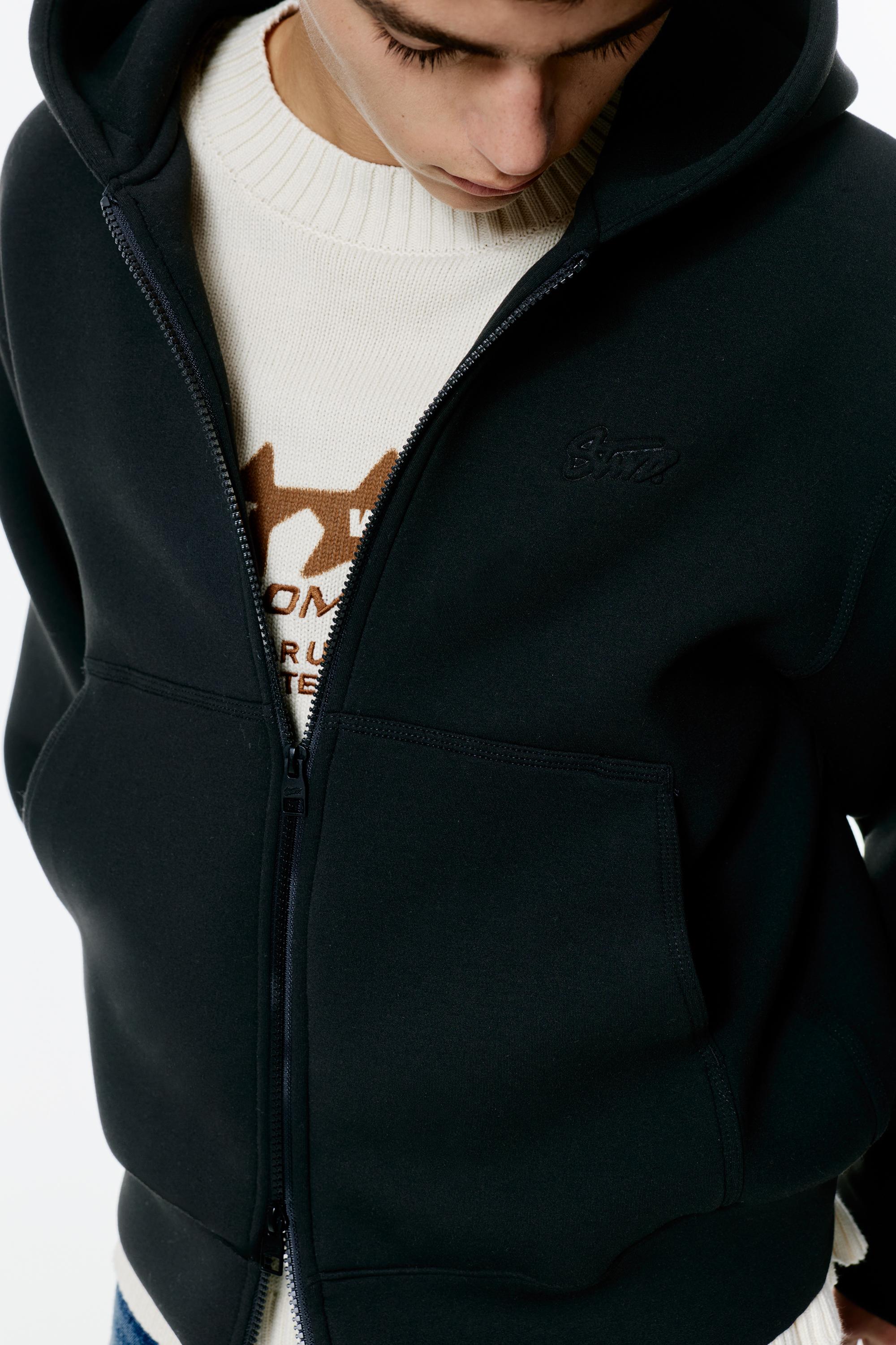 Sentetik kauçuk kumaş görünümlü kapüşonlu sweatshirt - Görsel 20