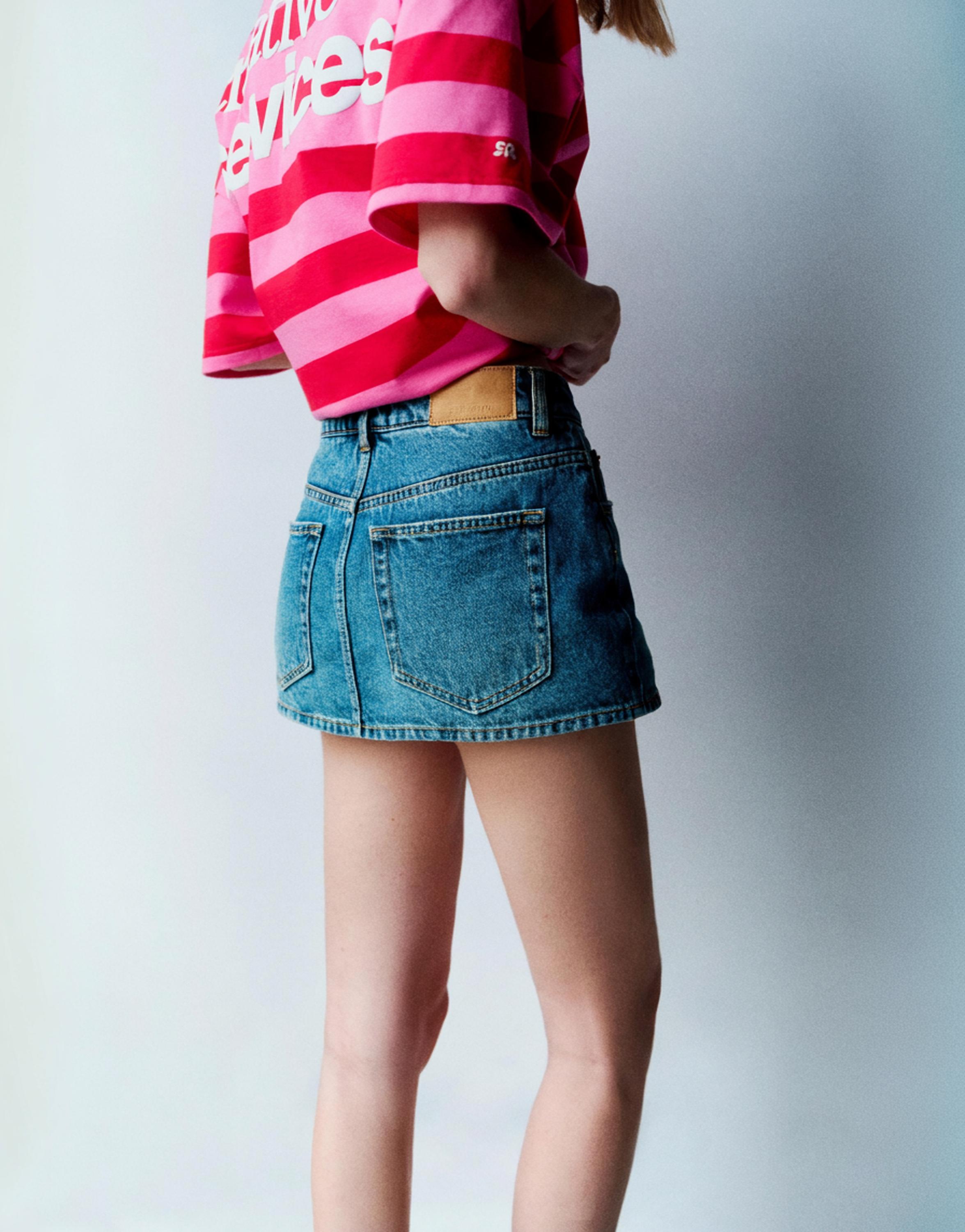 Çapraz belli kot şort etek - Görsel 11