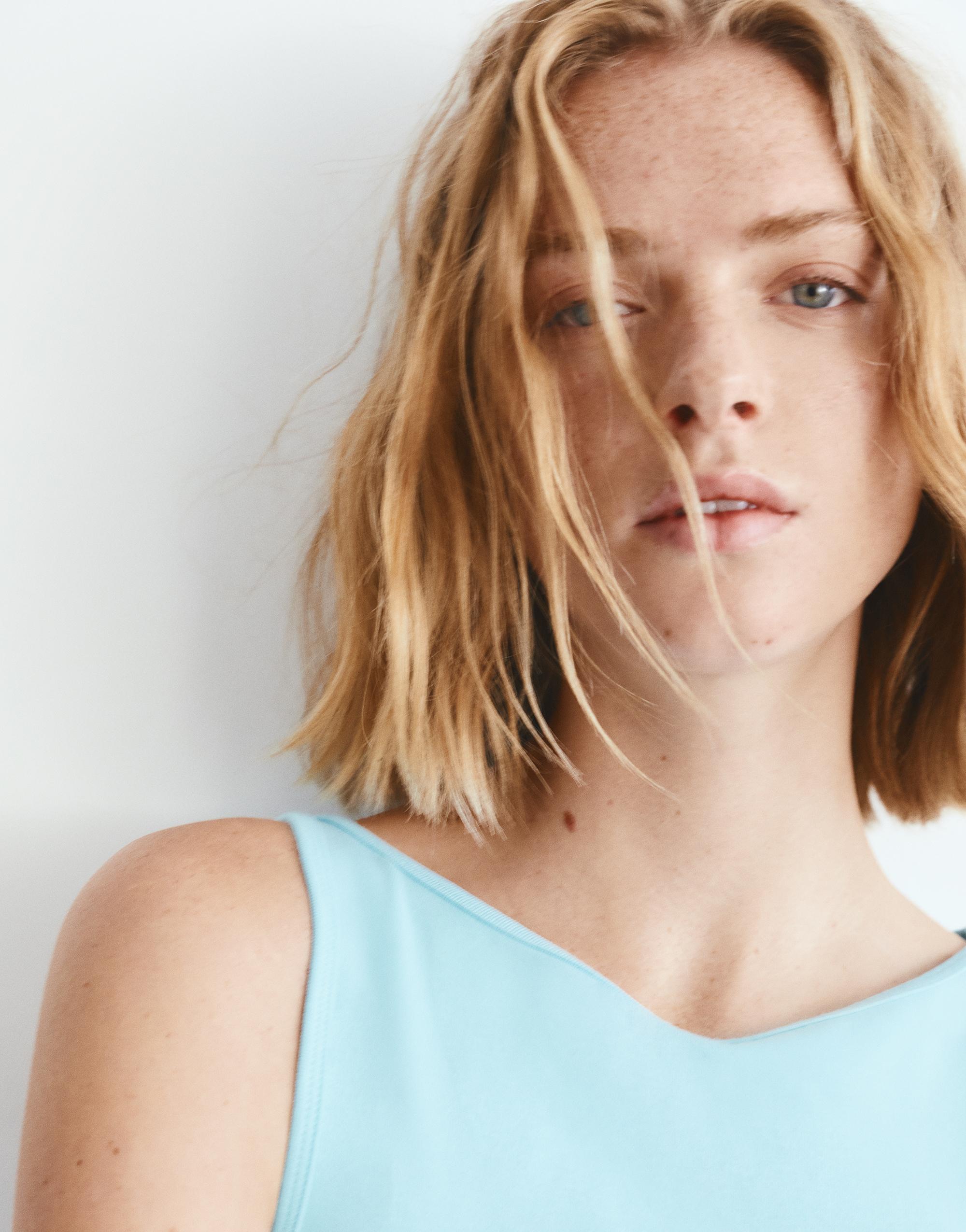 Boat neck tank top — Sky blue