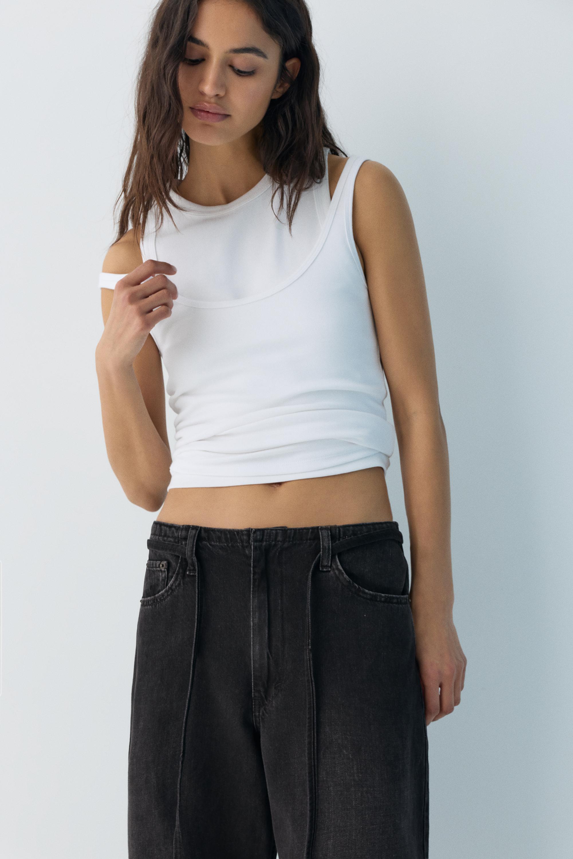 Baggy jeans with drawstring — Black