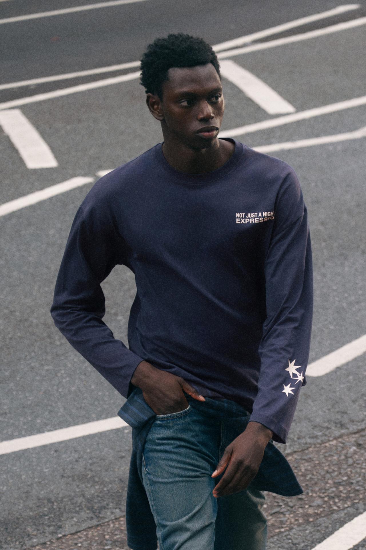 Star slogan T-shirt — Navy