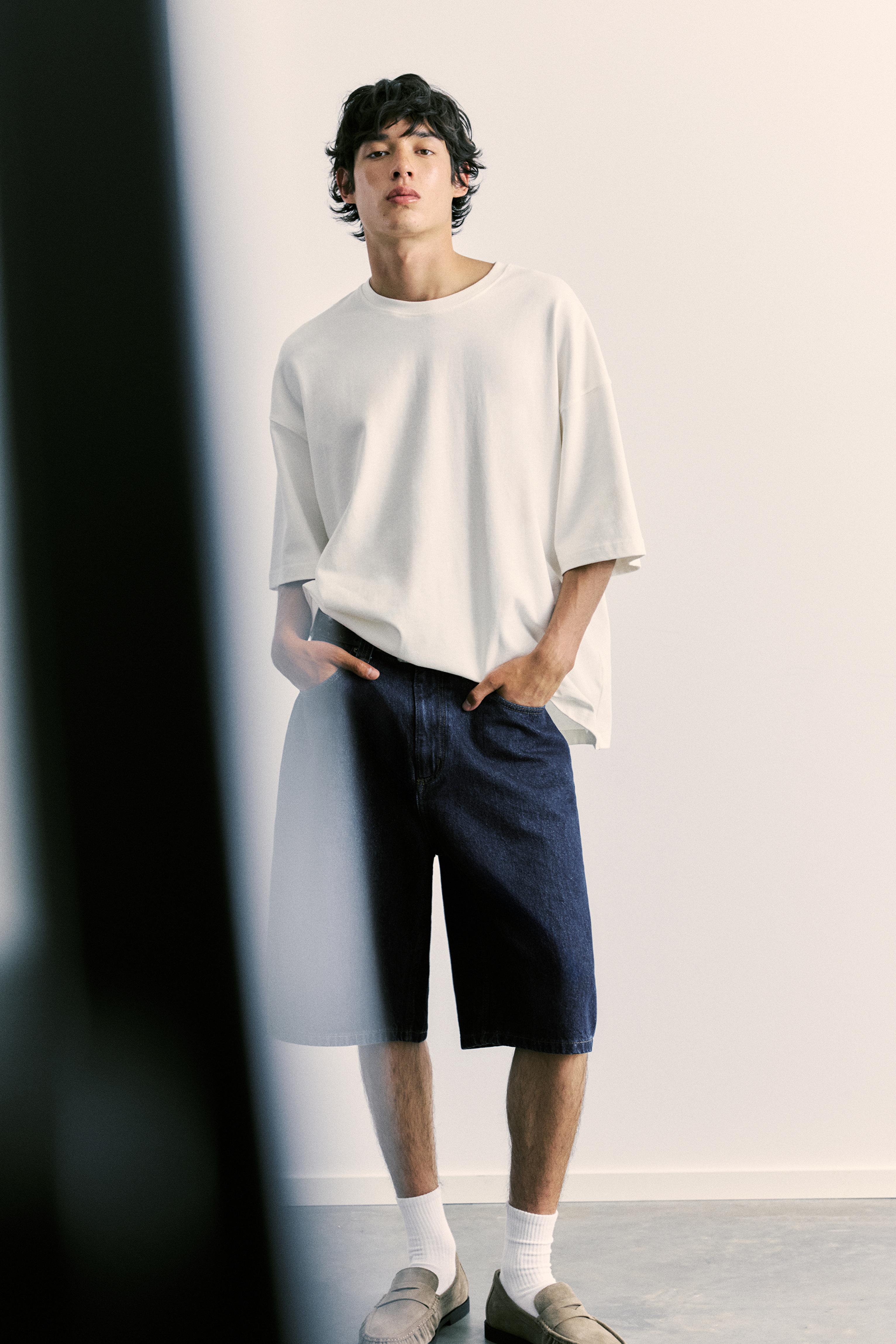 Skater denim Bermuda shorts — Navy