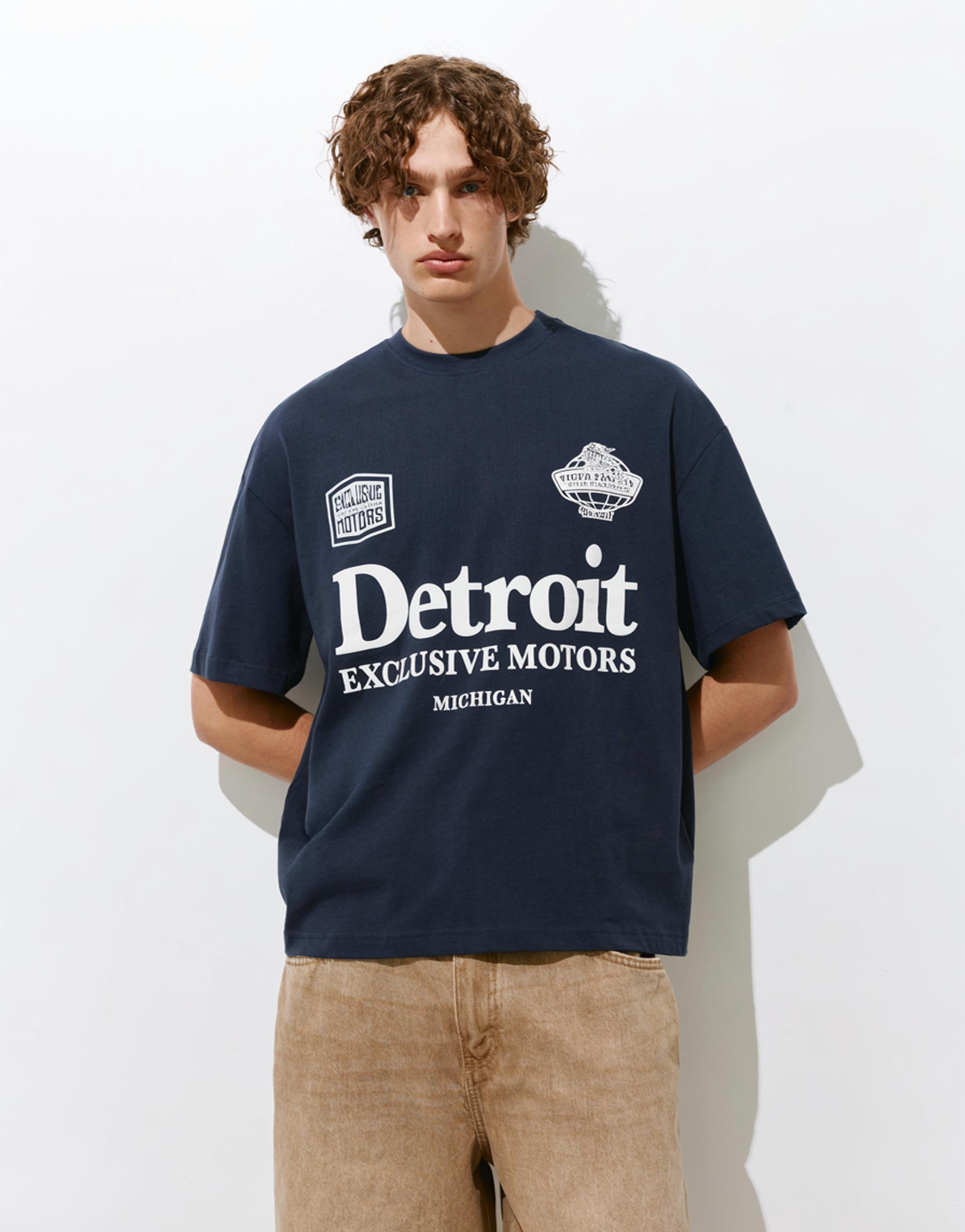 Boxy Detroit T-shirt — Dark navy