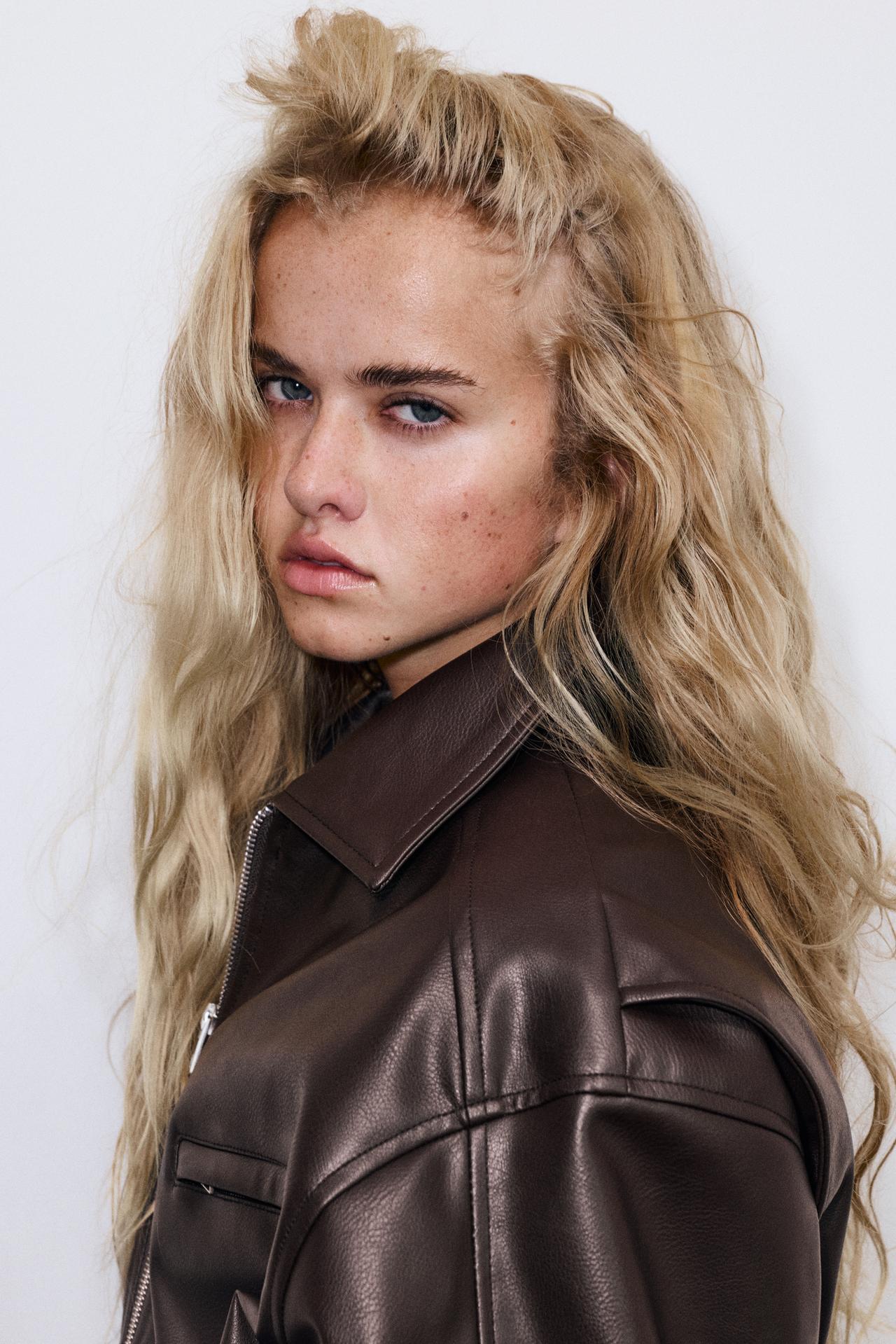 Leather effect dad jacket — Brown