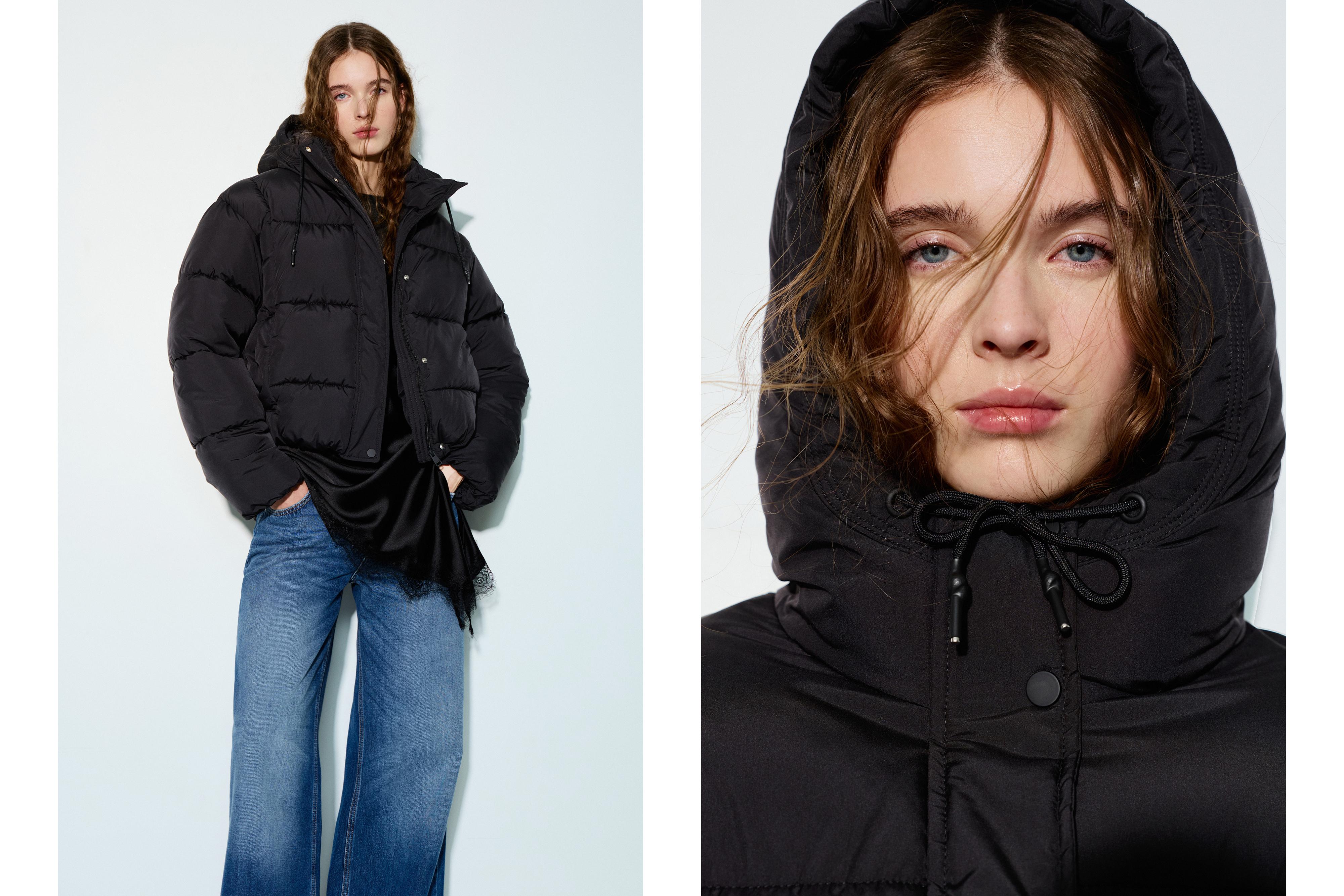 Hooded Padded Jacket — Black