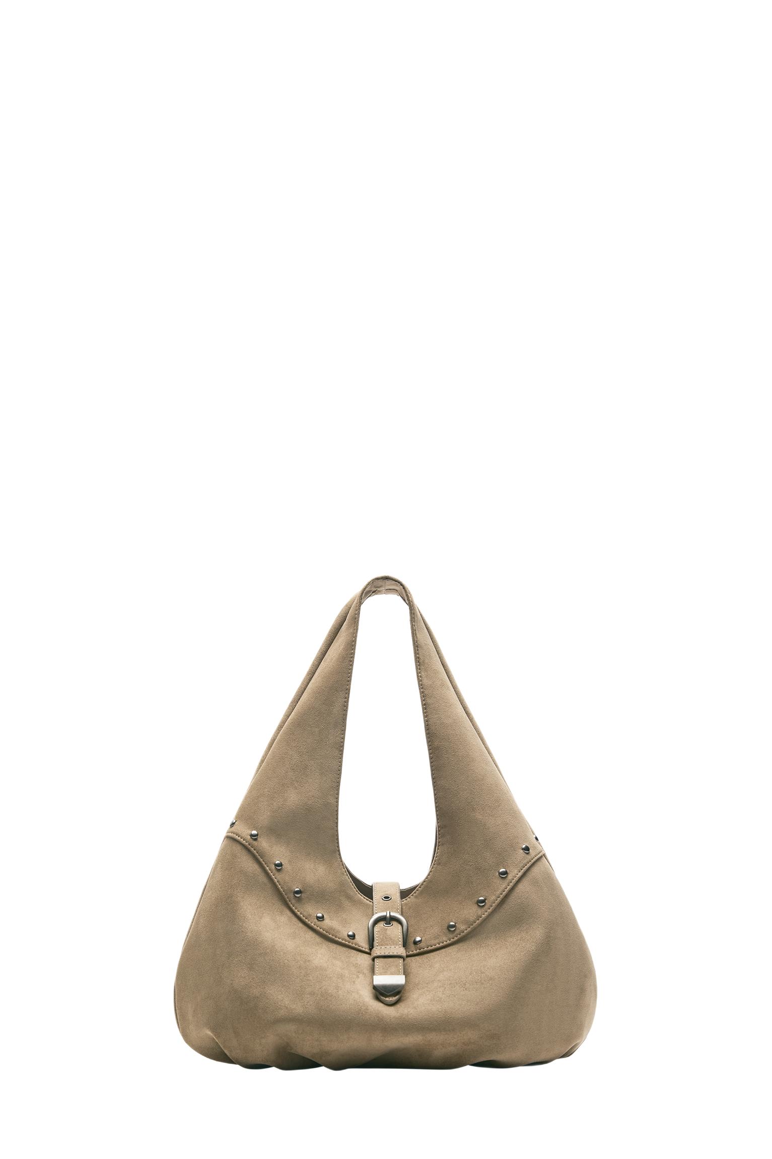 Studded buckle tote bag — Sand