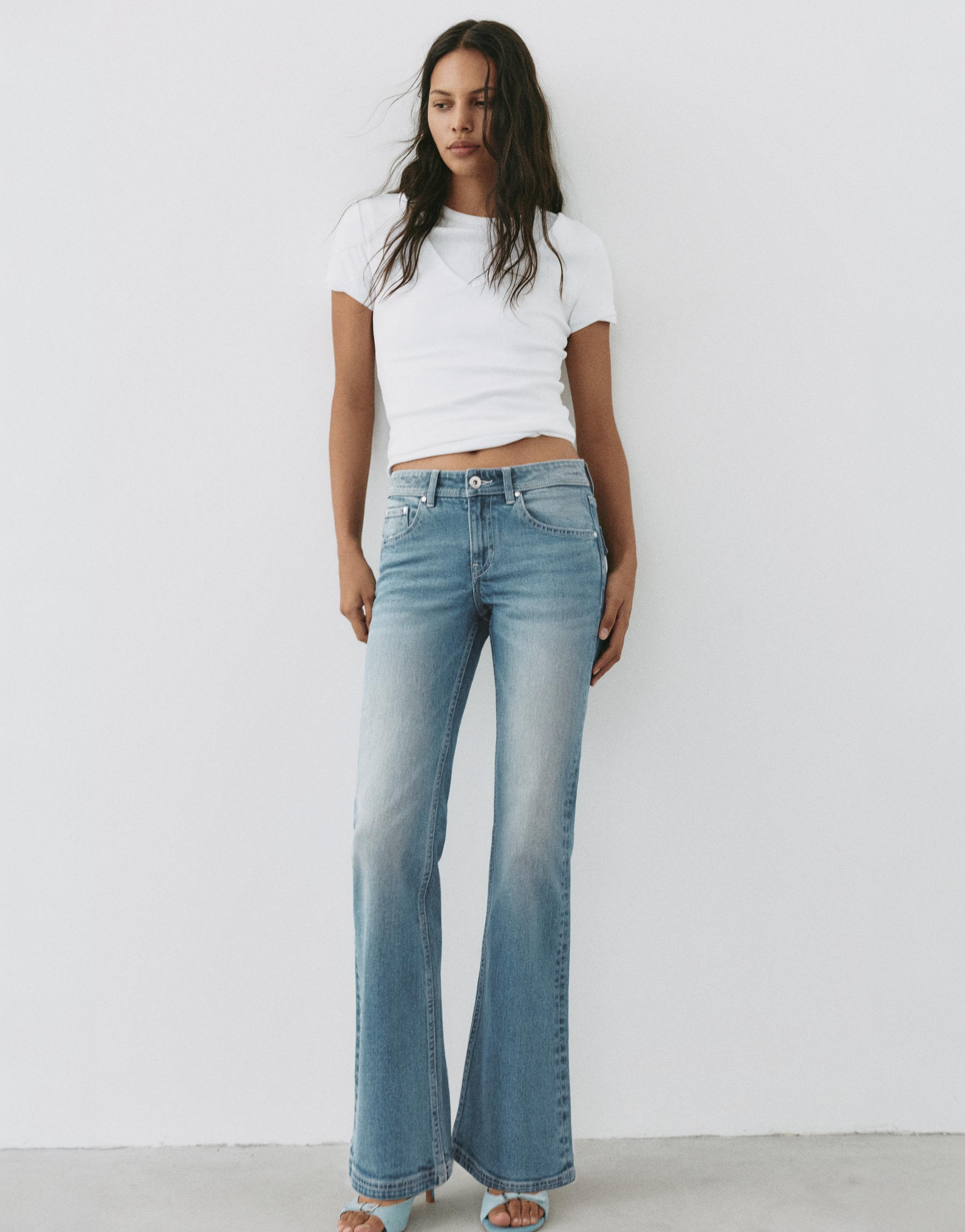 Low-rise boot-cut jeans — Greenish blue