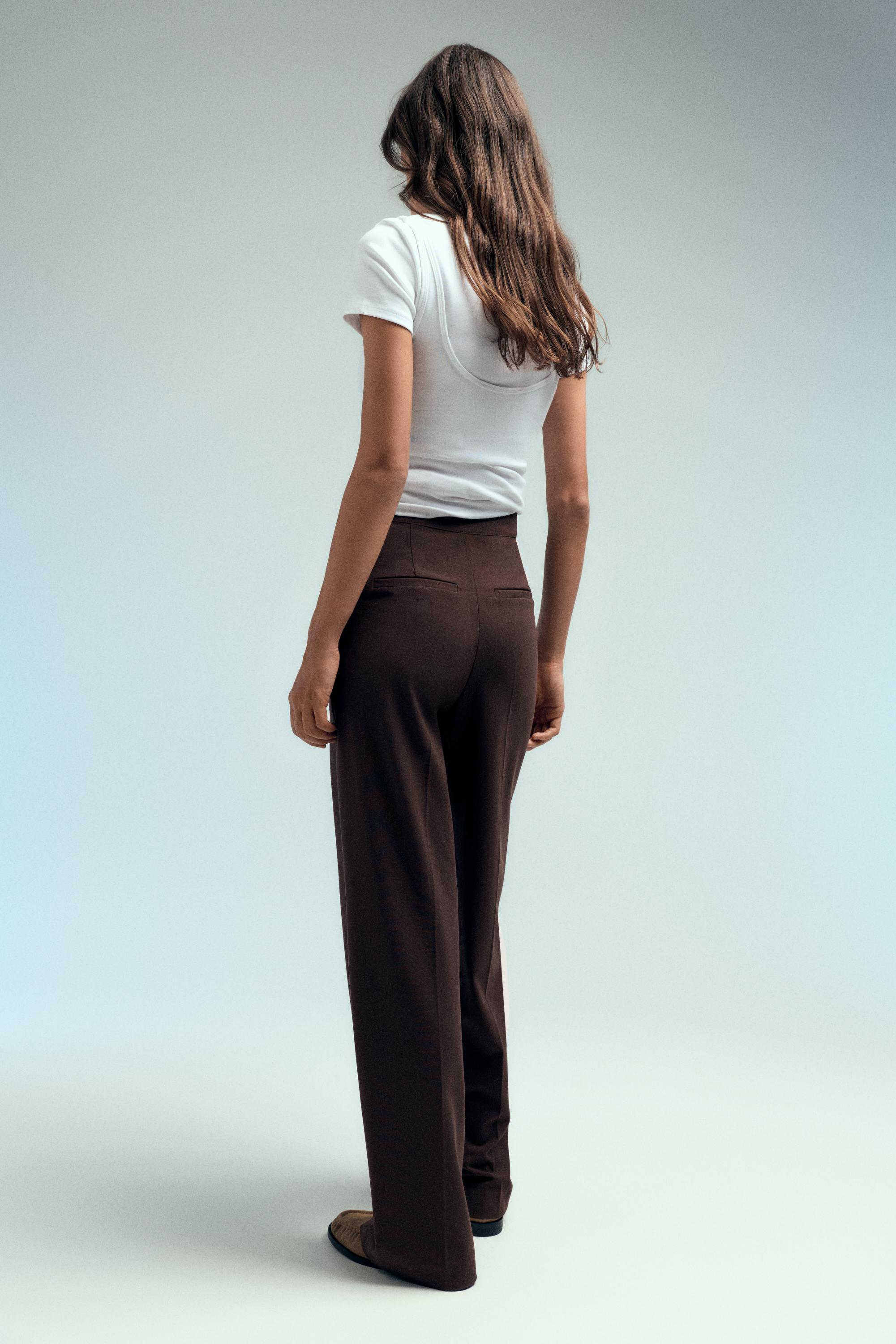 Straight-leg darted trousers — Brown