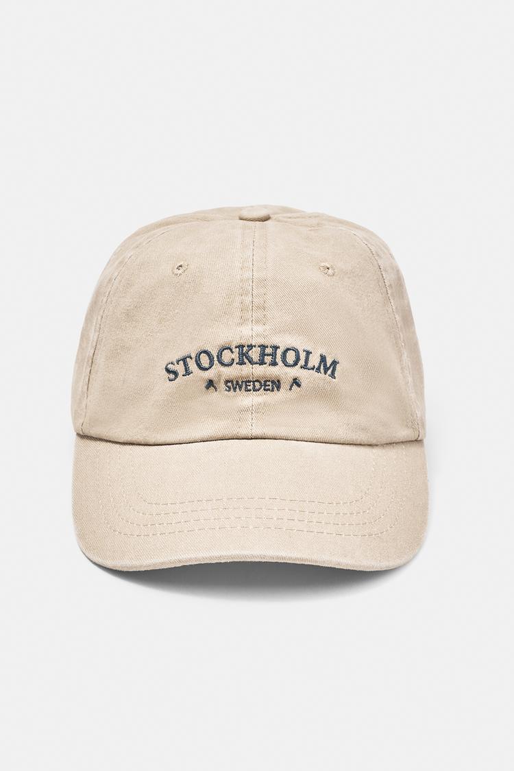 Monaco embroidered cap — Sand