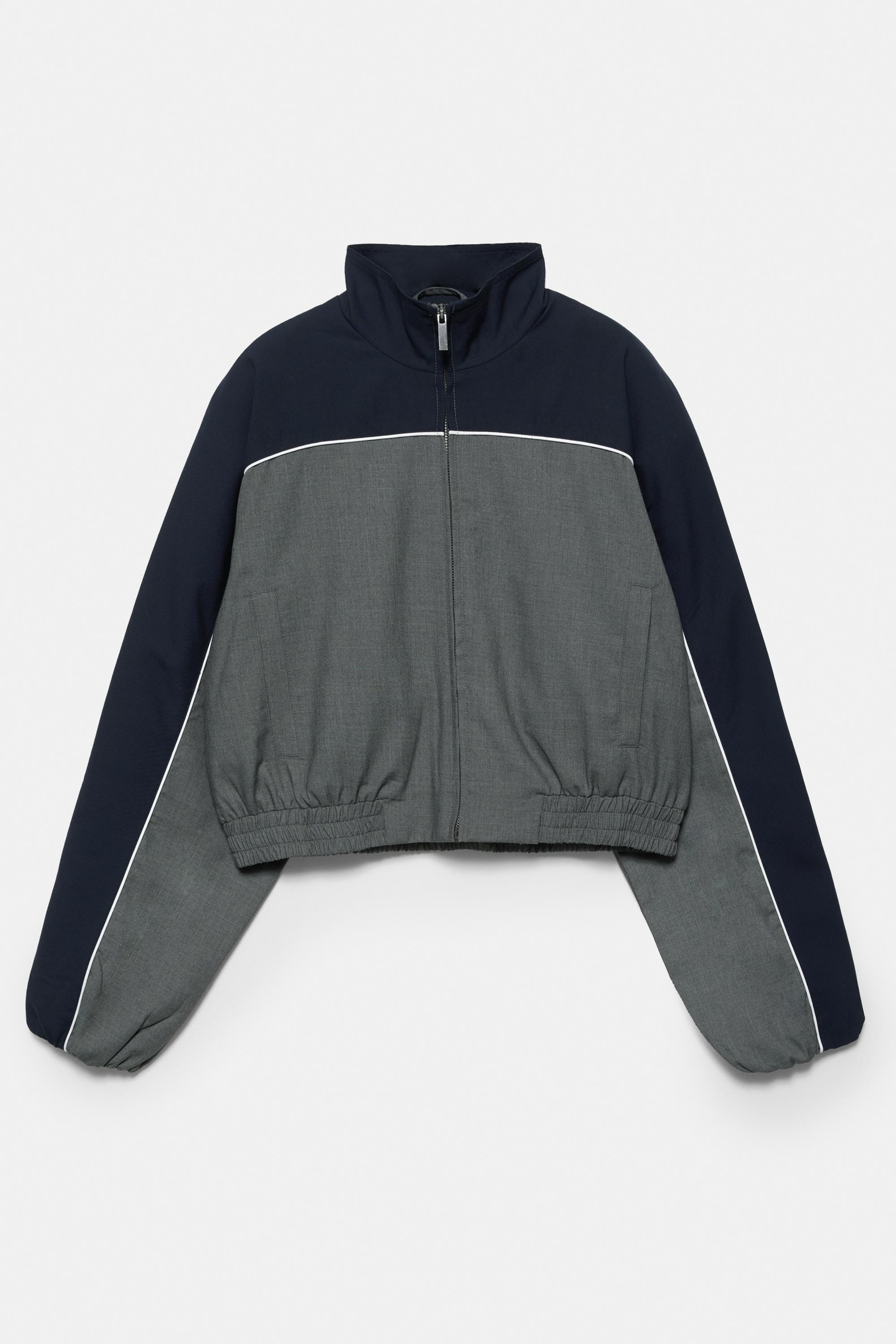 Contrast panel jacket — Pale grey