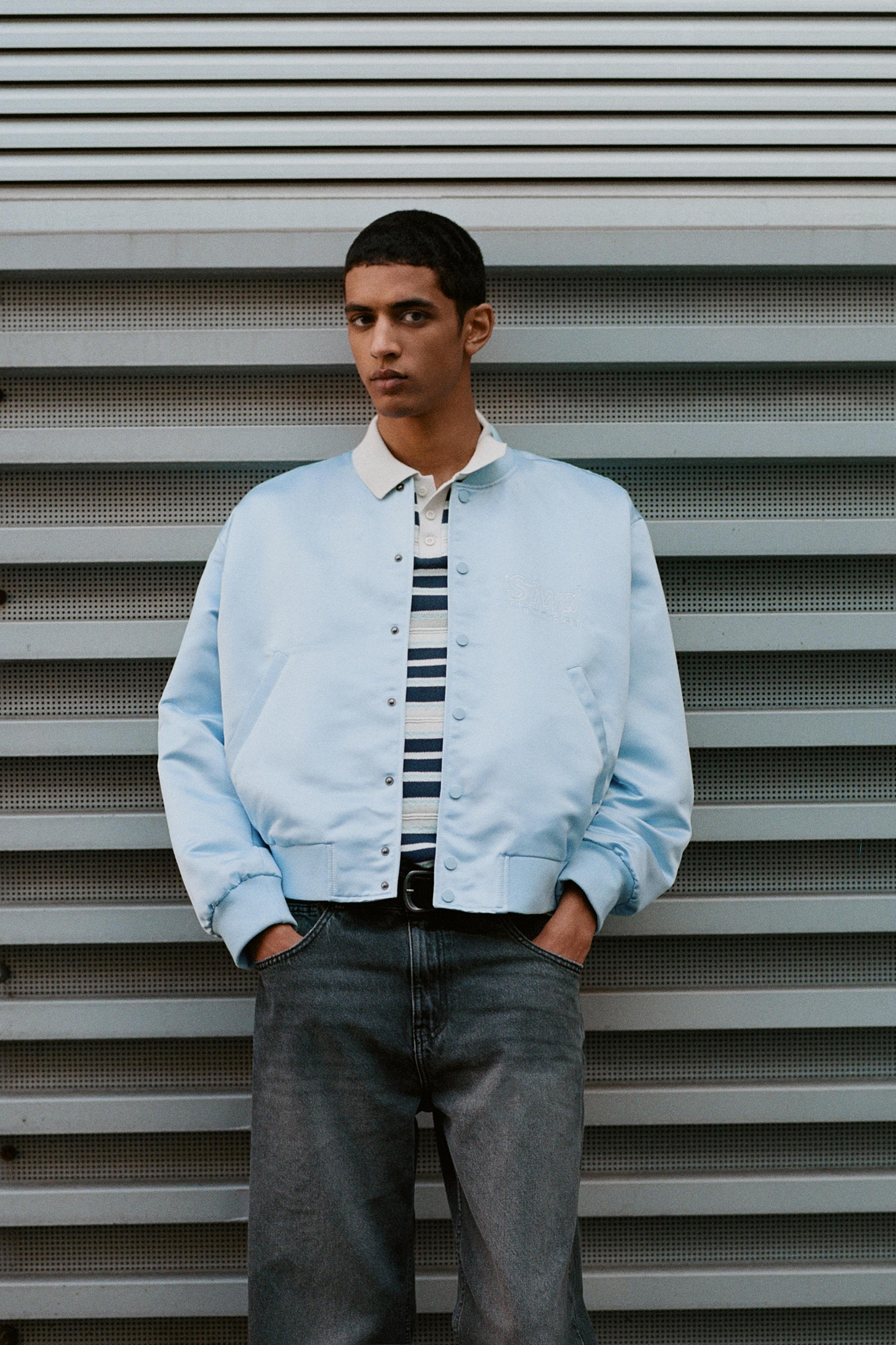 Satin bomber jacket — Pastel blue