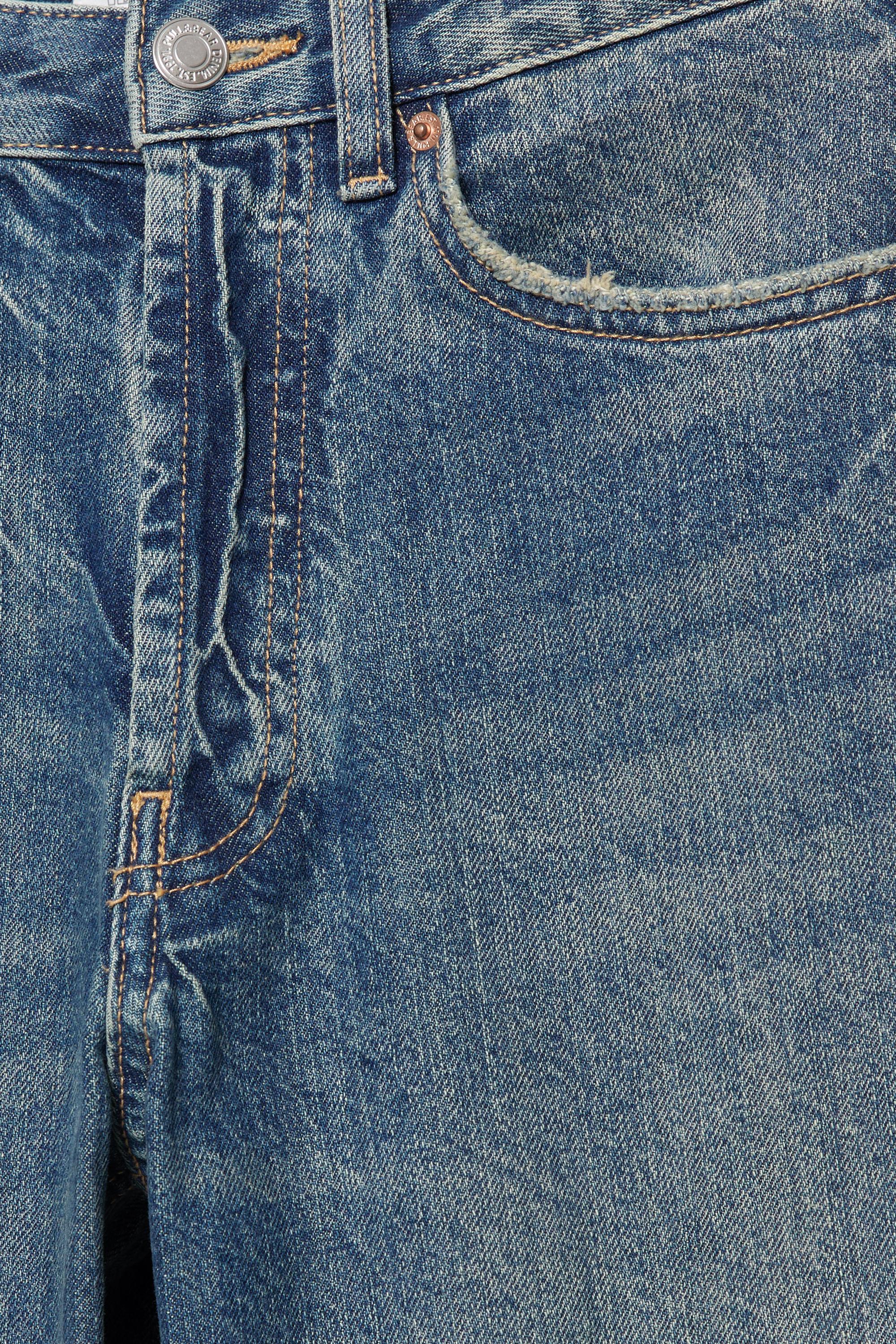 Loose straight-leg jeans with turn-up hems — Dark blue