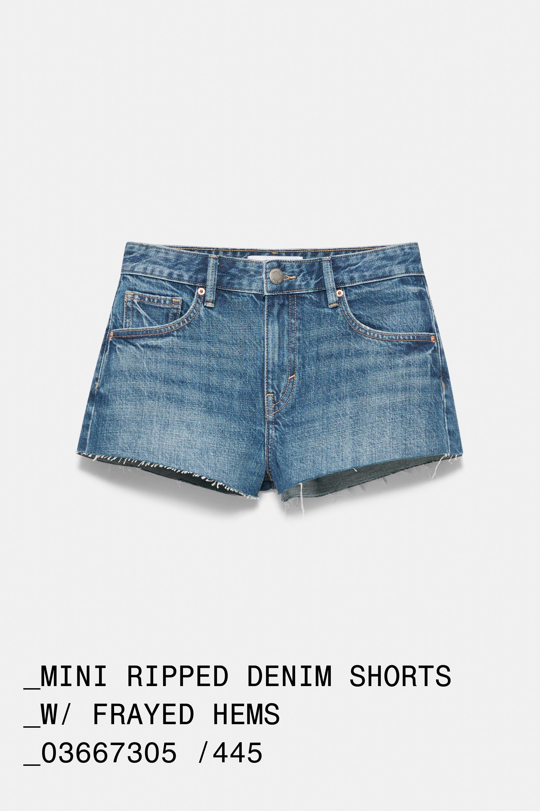 Mini ripped denim shorts — Greenish blue