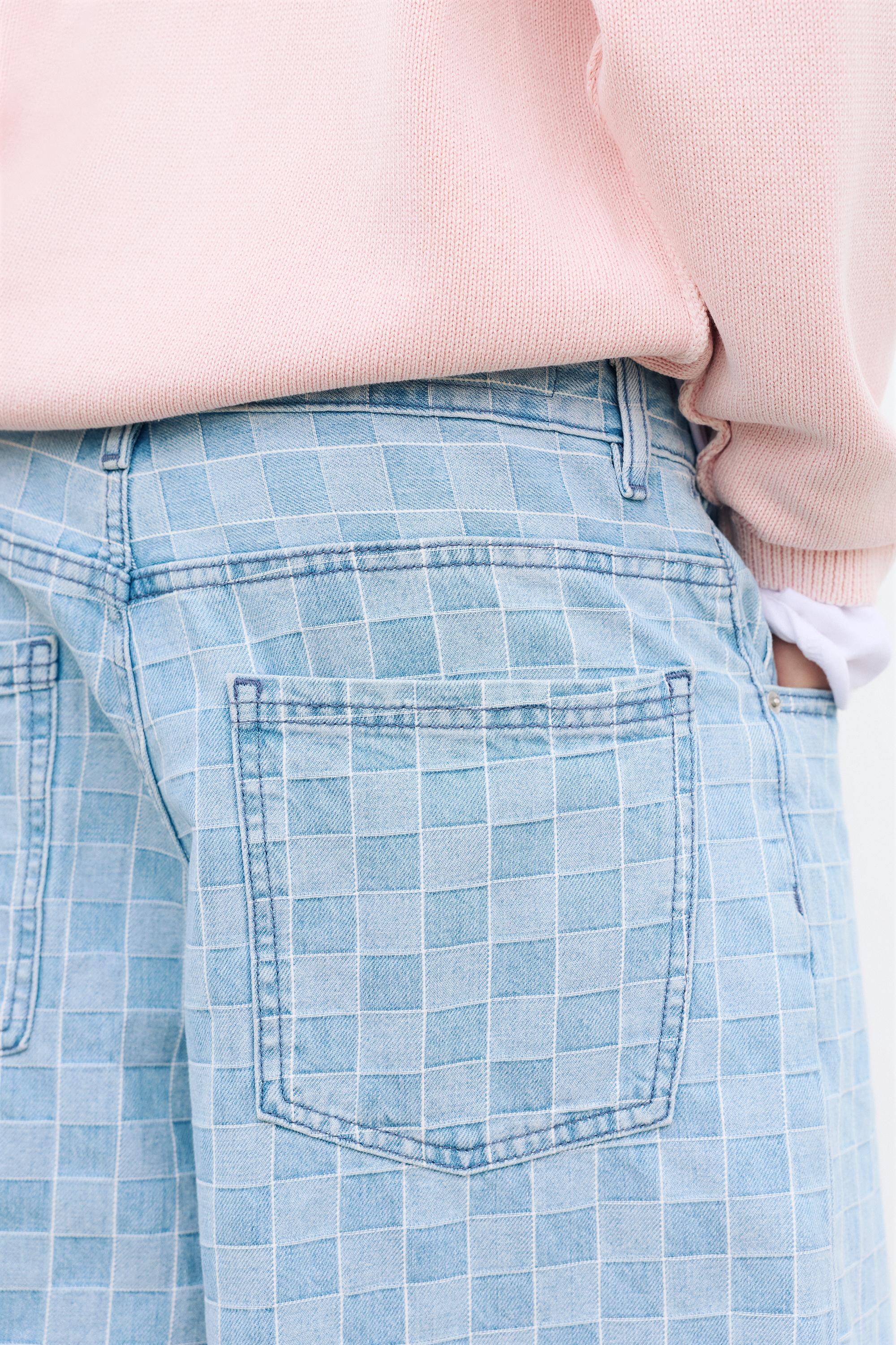 Kareli denim bermuda - Görsel 14