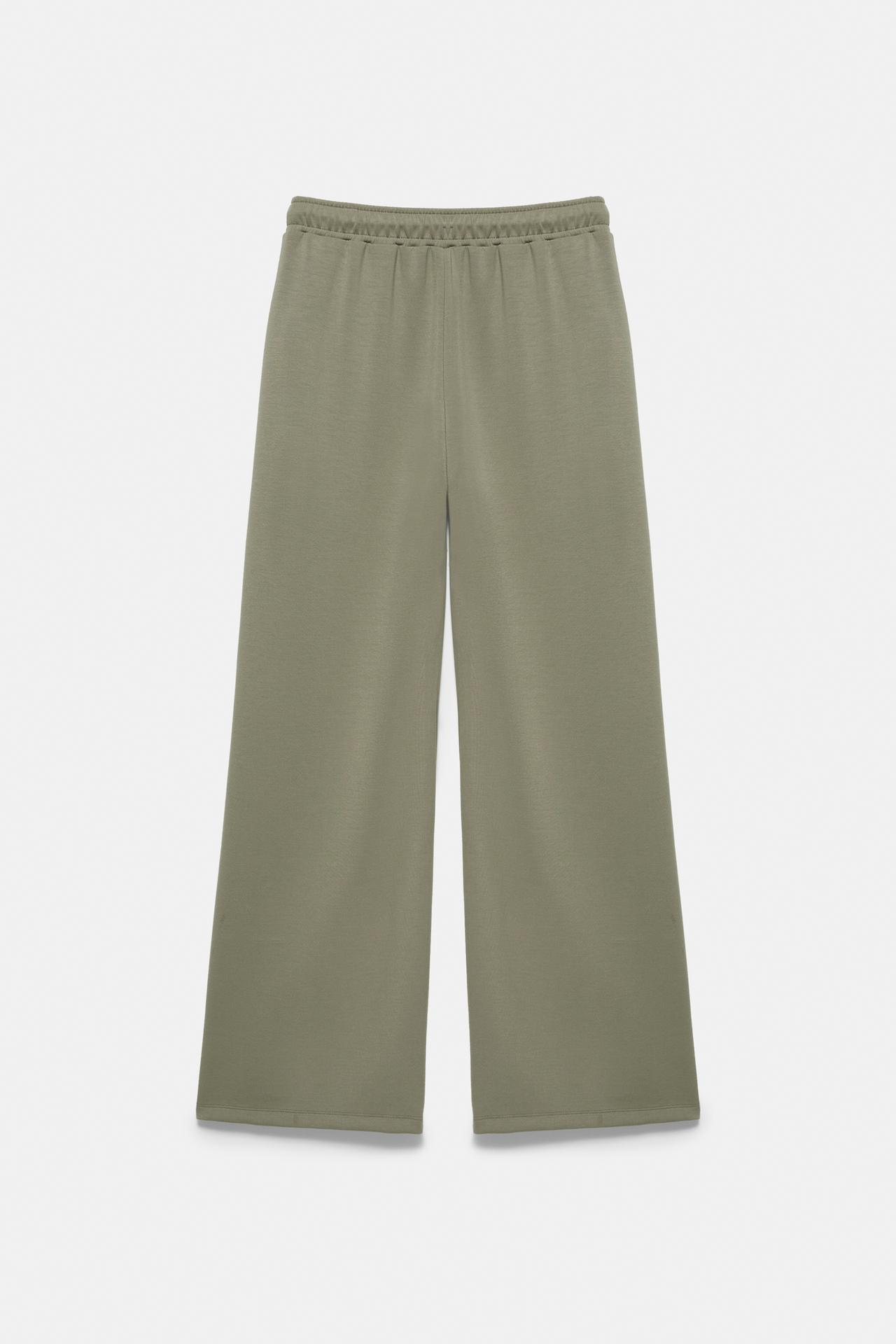 Soft-touch wide-leg trousers — Khaki