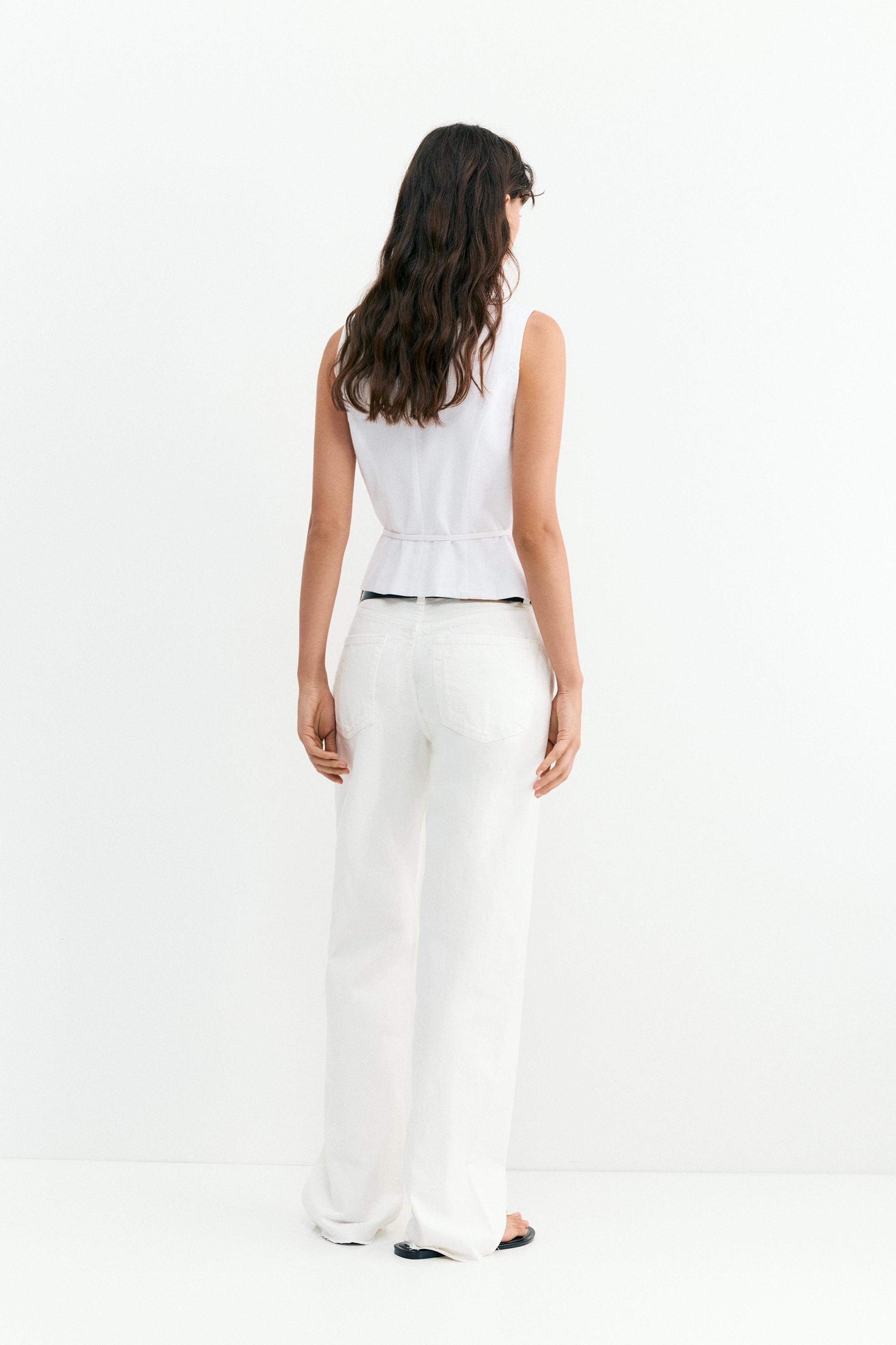 Rustic linen-blend waistcoat — White